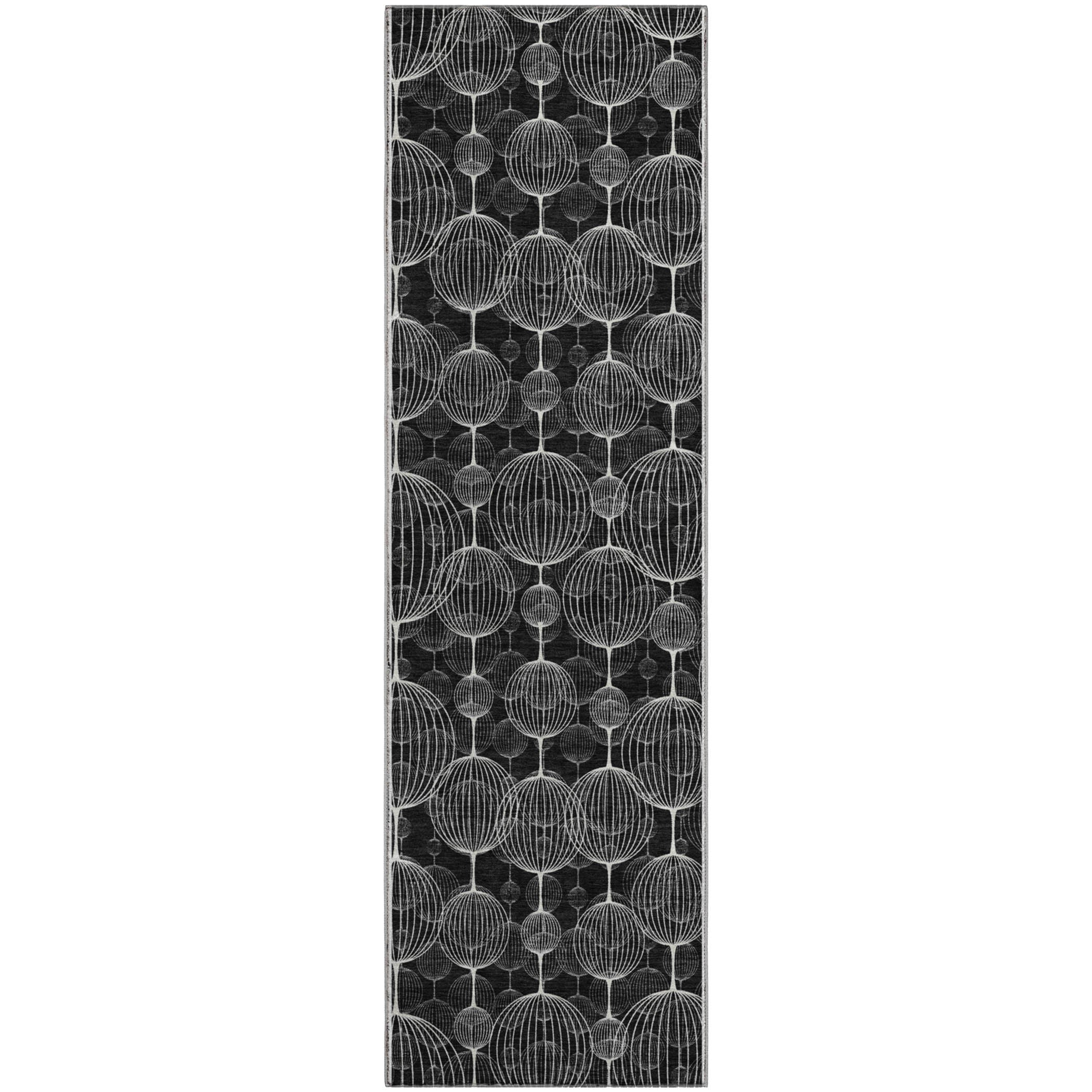 Dublin Machine Washable Transitional Black Rug 2'3" x 7'6" #shape_Runner