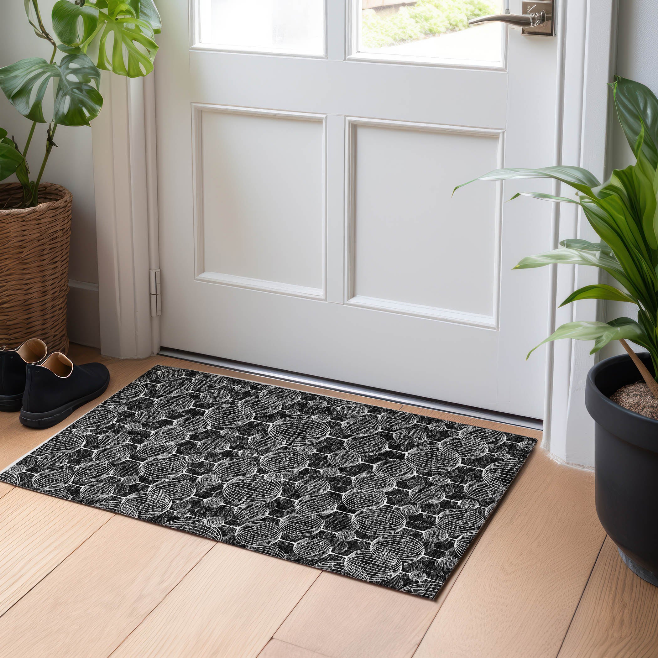 Dublin Machine Washable Transitional Black Rug 1'8" x 2'6" #shape_Rectangle