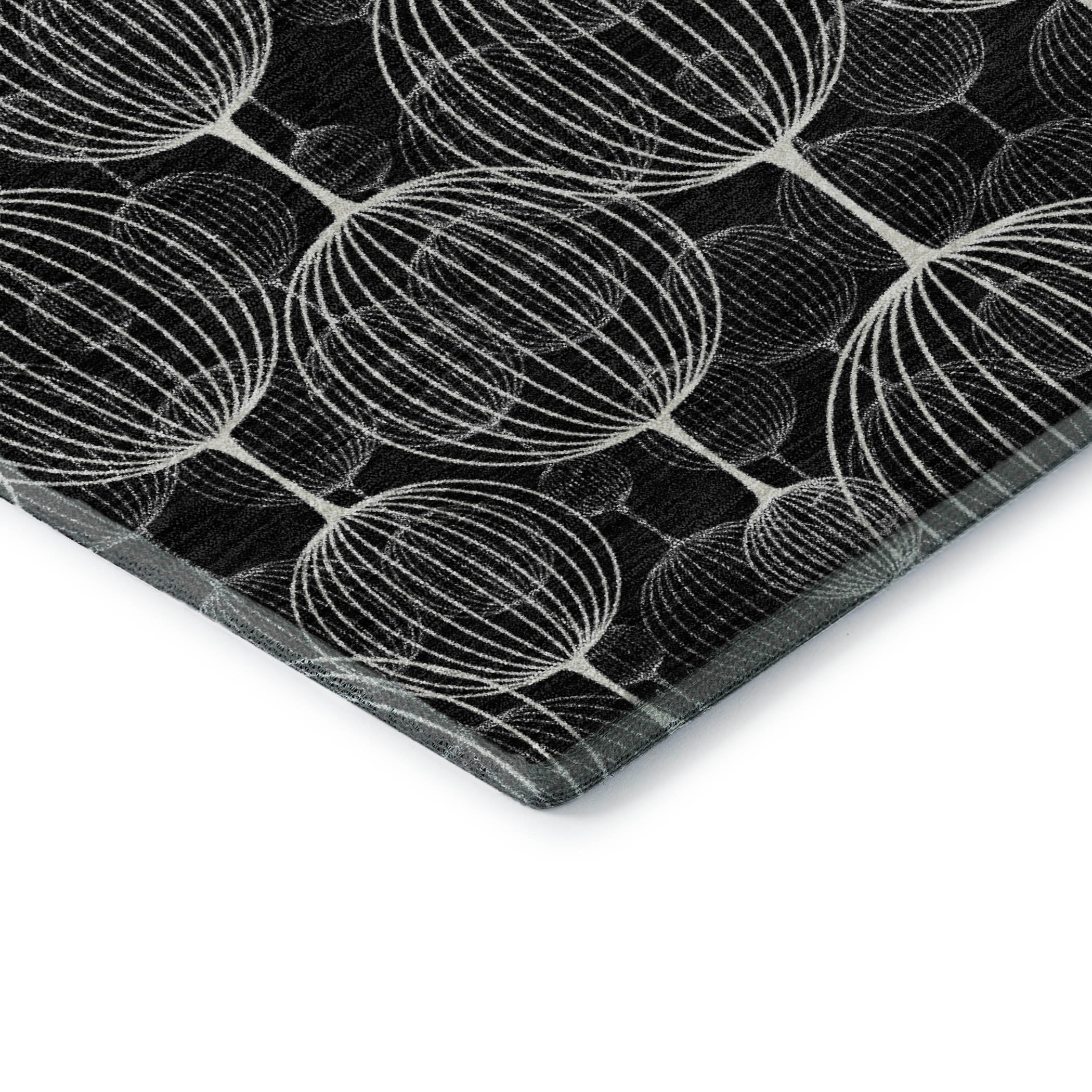 Dublin Machine Washable Transitional Black Rug 1'8" x 2'6" #shape_Rectangle