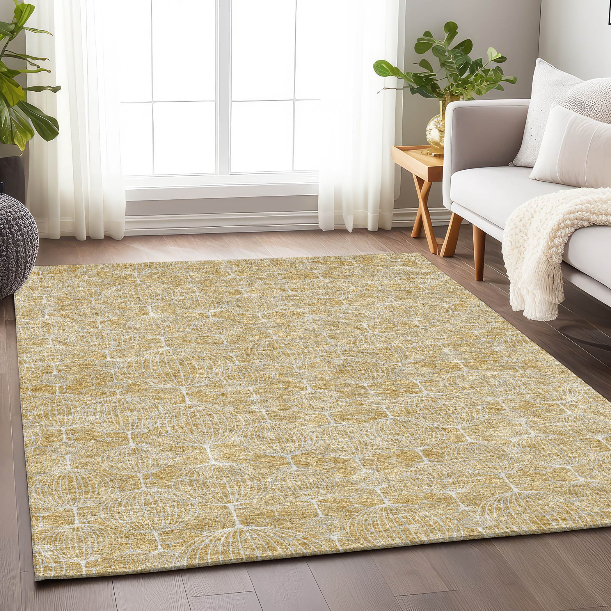 Dublin Machine Washable Transitional Gold Rug 2'6" x 3'10" #shape_Rectangle