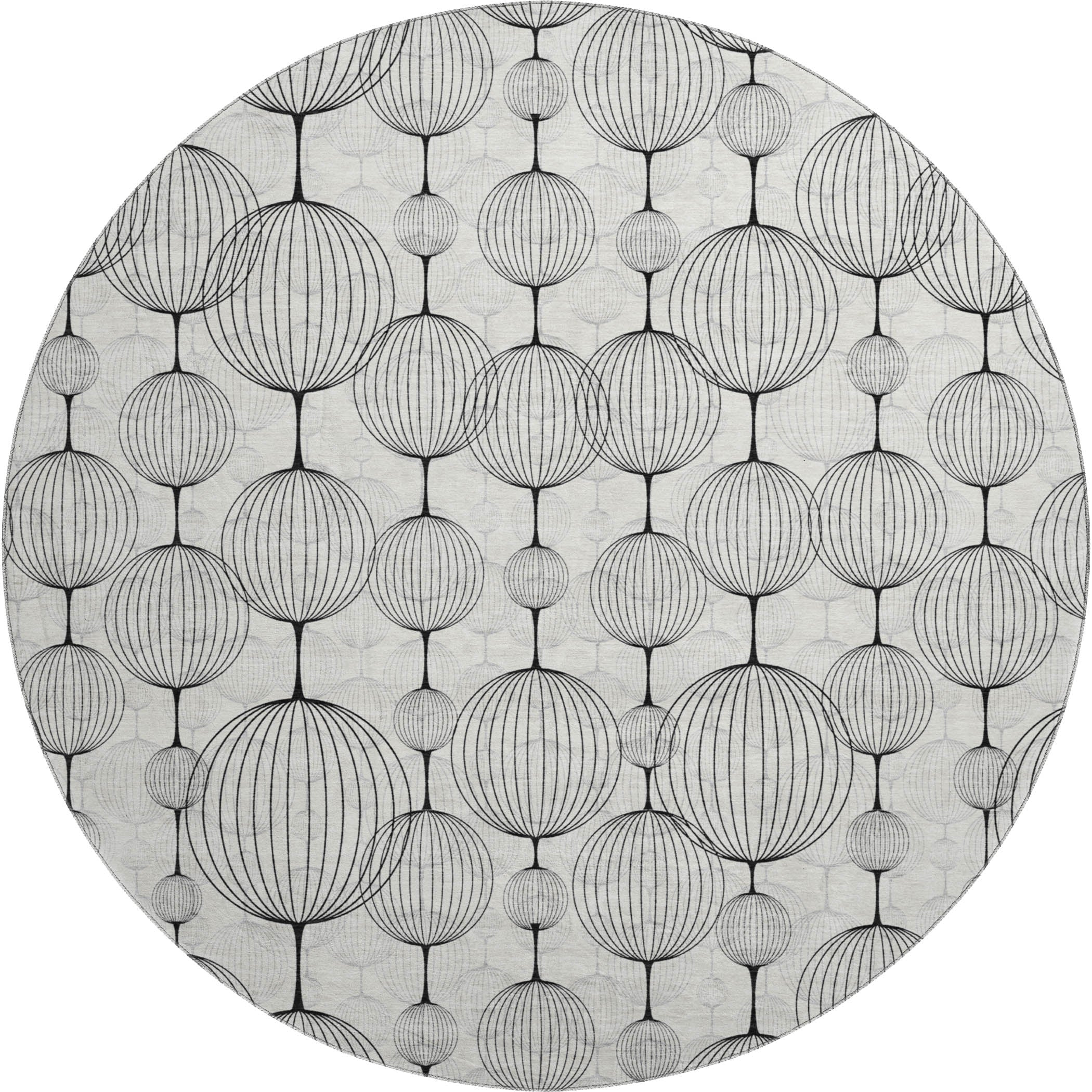 Dublin Machine Washable Transitional Graphite Gray Rug 8' x 8' #shape_Round