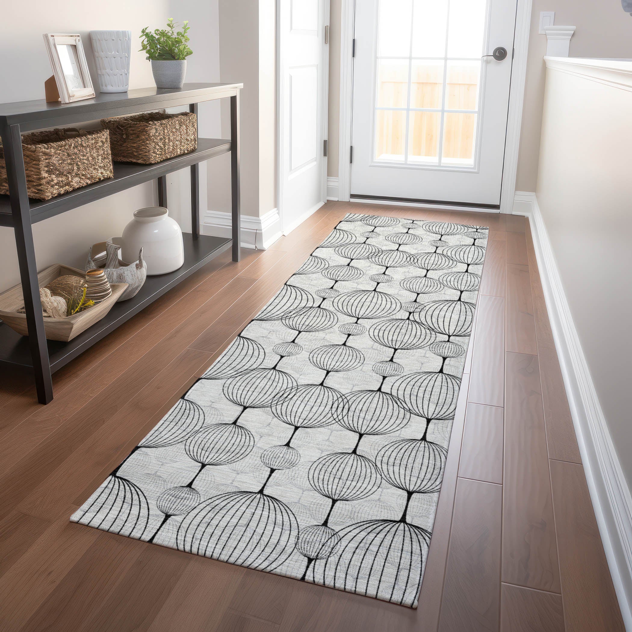 Dublin Machine Washable Transitional Graphite Gray Rug 2'3" x 7'6" #shape_Runner