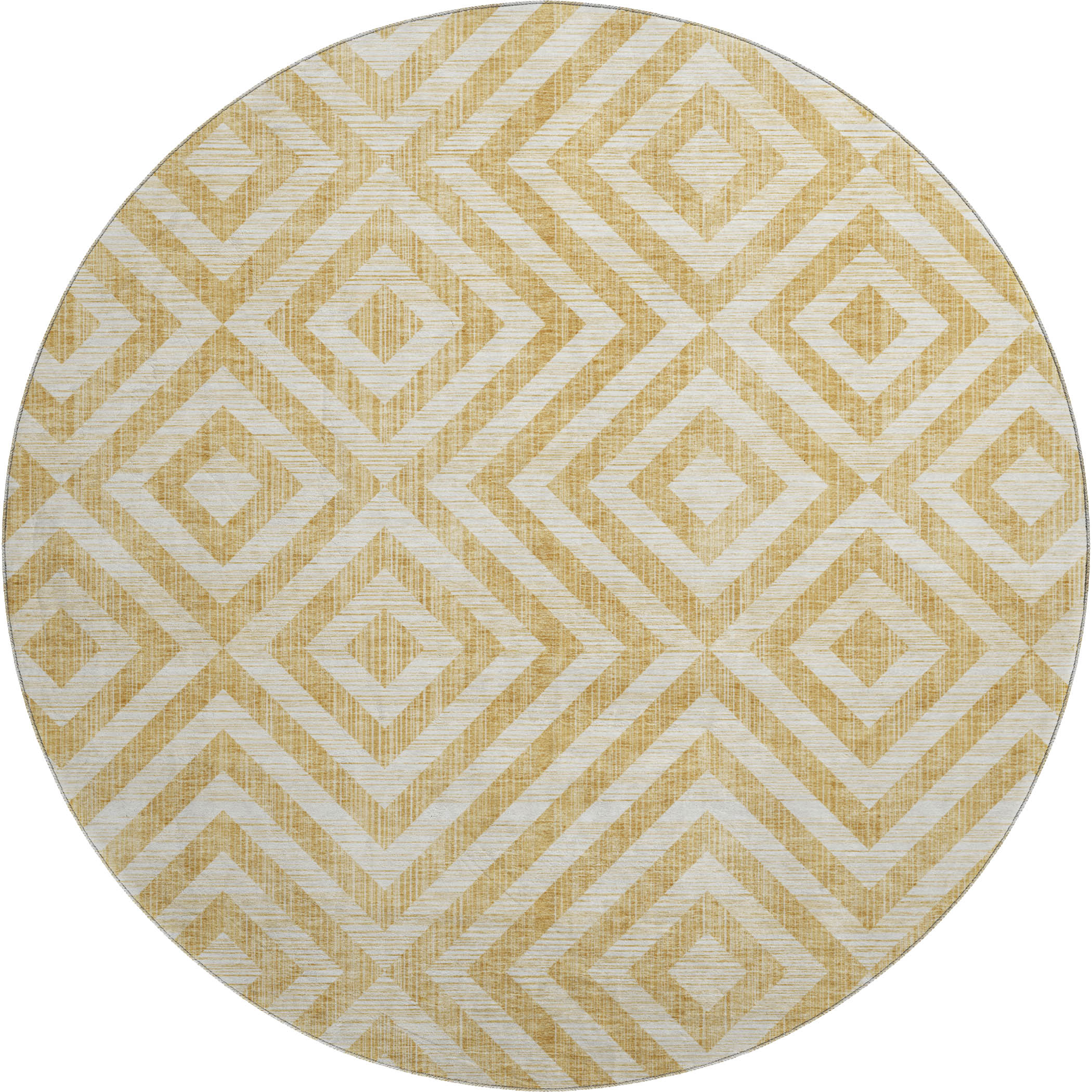 Kathmandu Machine Washable Transitional Gold Rug 8' x 8' #shape_Round