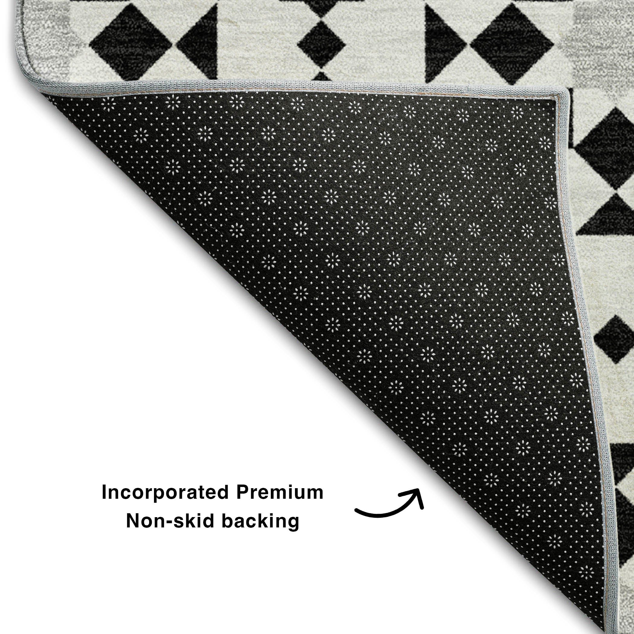 Queenstown Machine Washable Transitional Black Rug 1'8" x 2'6" #shape_Rectangle
