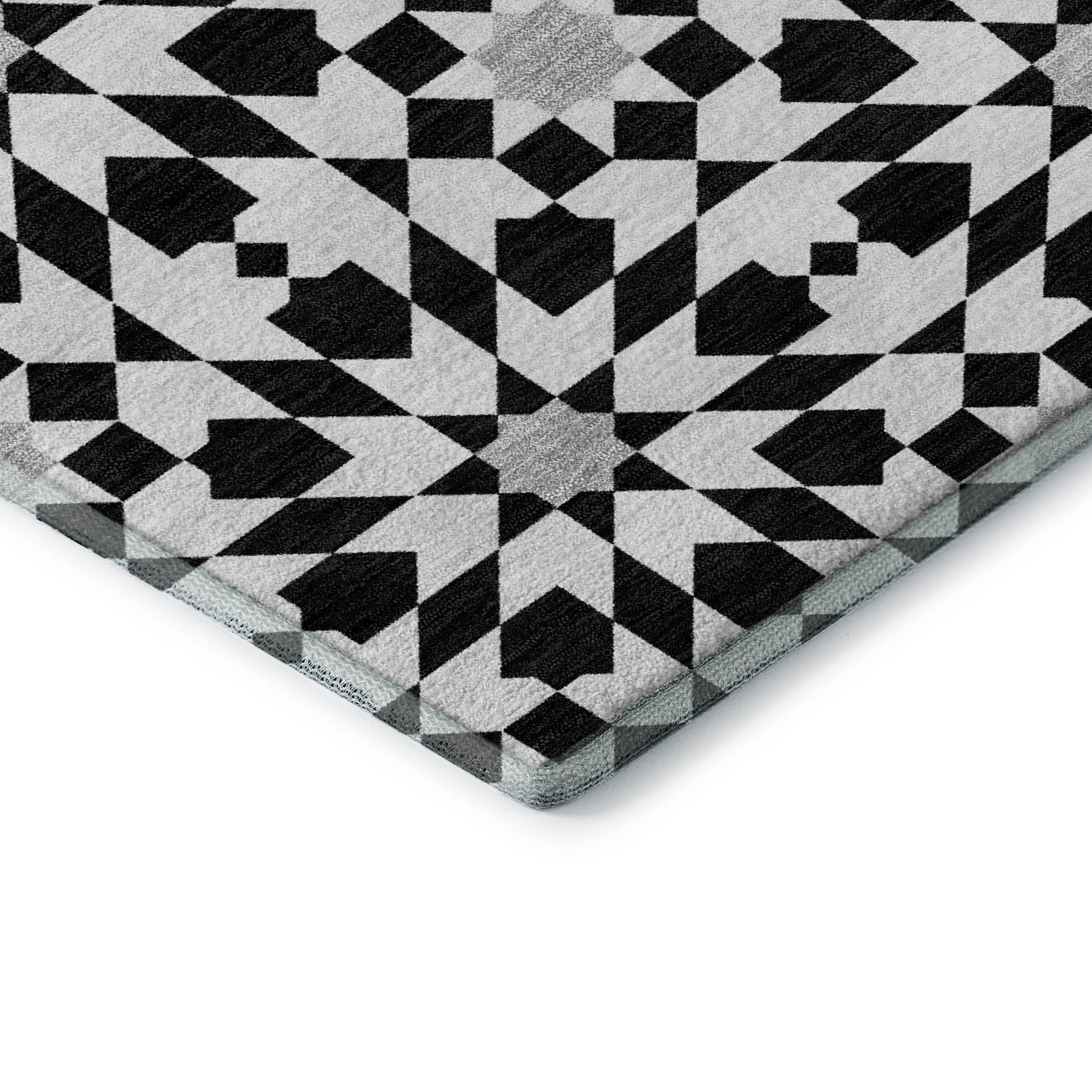 Queenstown Machine Washable Transitional Black Rug 1'8" x 2'6" #shape_Rectangle