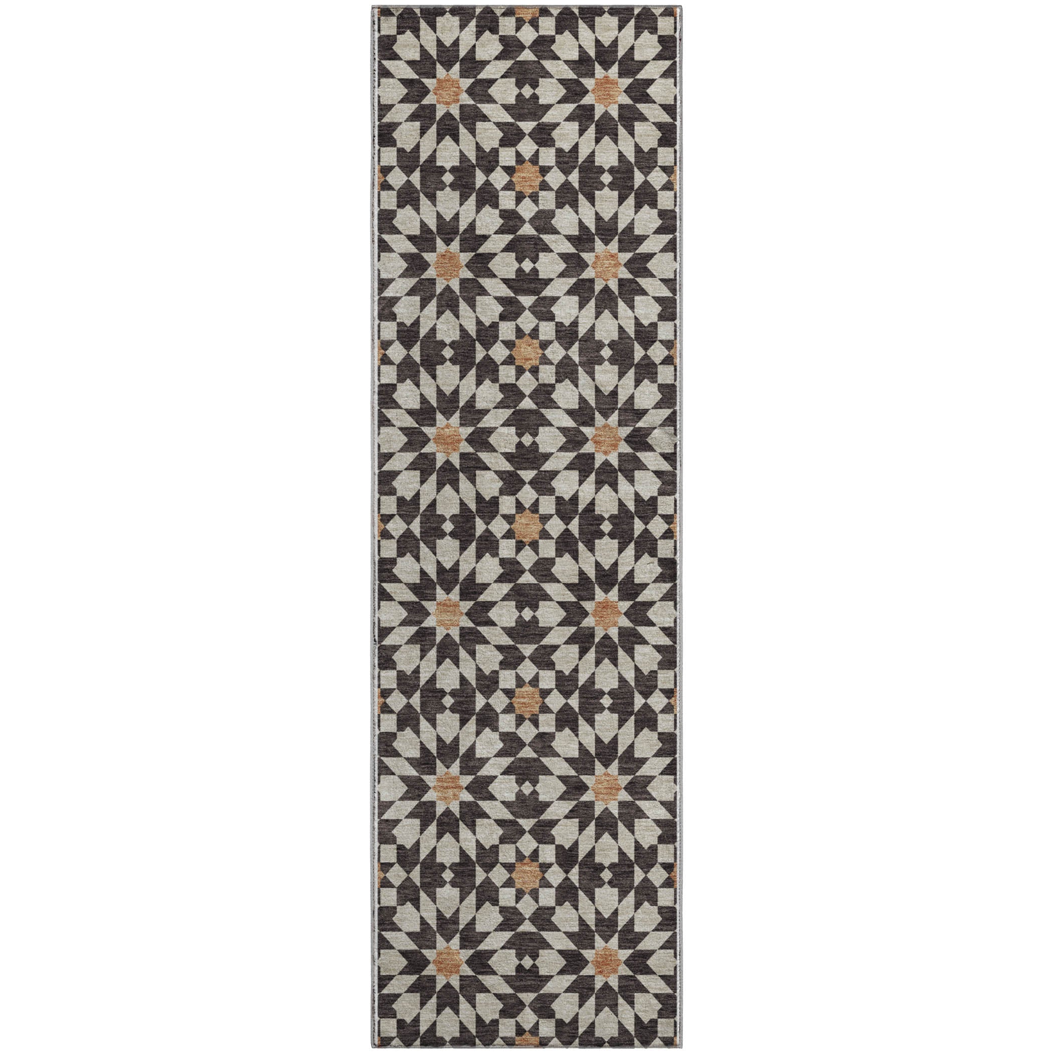 Queenstown Machine Washable Transitional Charcoal Gray Rug 2'3" x 7'6" #shape_Runner