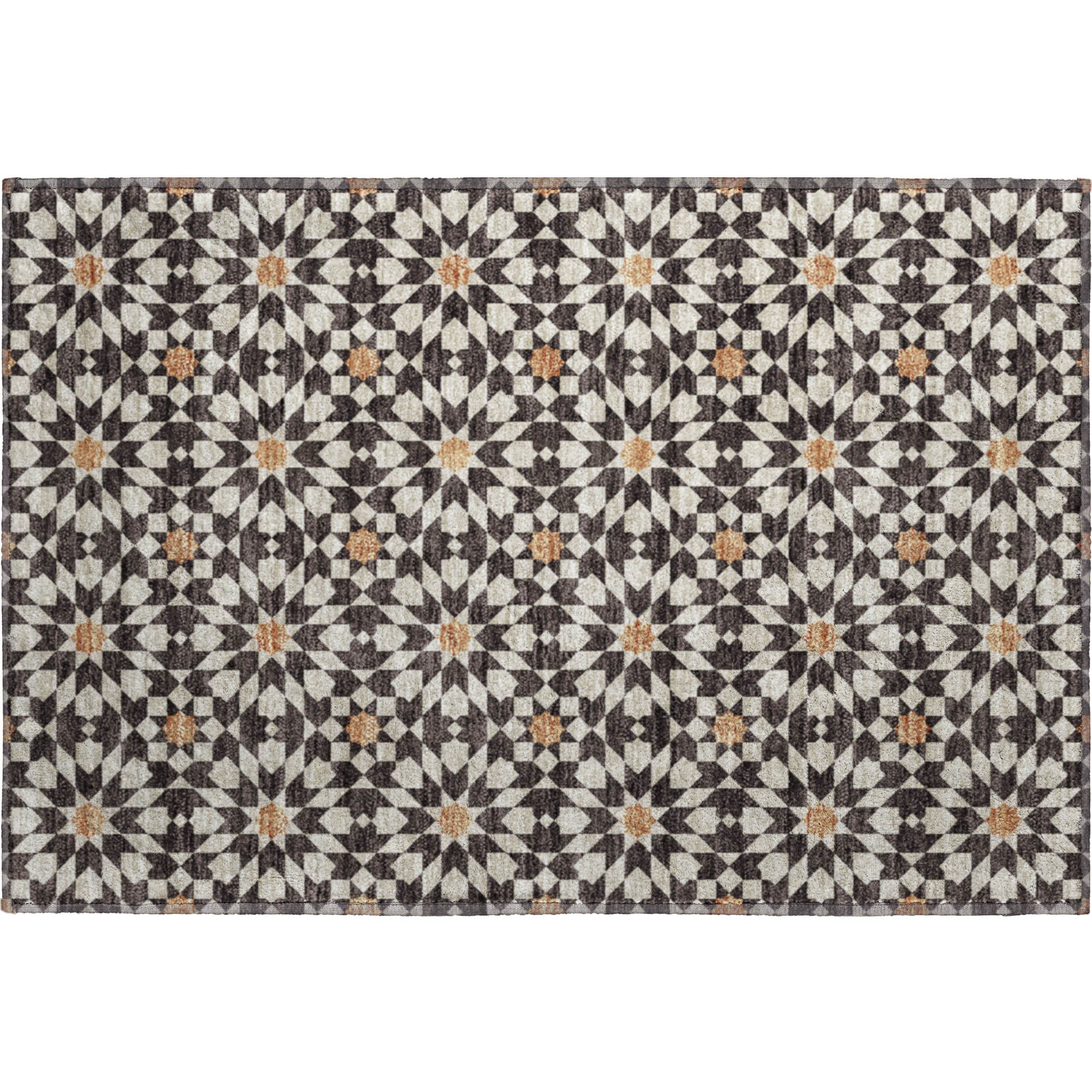 Queenstown Machine Washable Transitional Charcoal Gray Rug 1'8" x 2'6" #shape_Rectangle