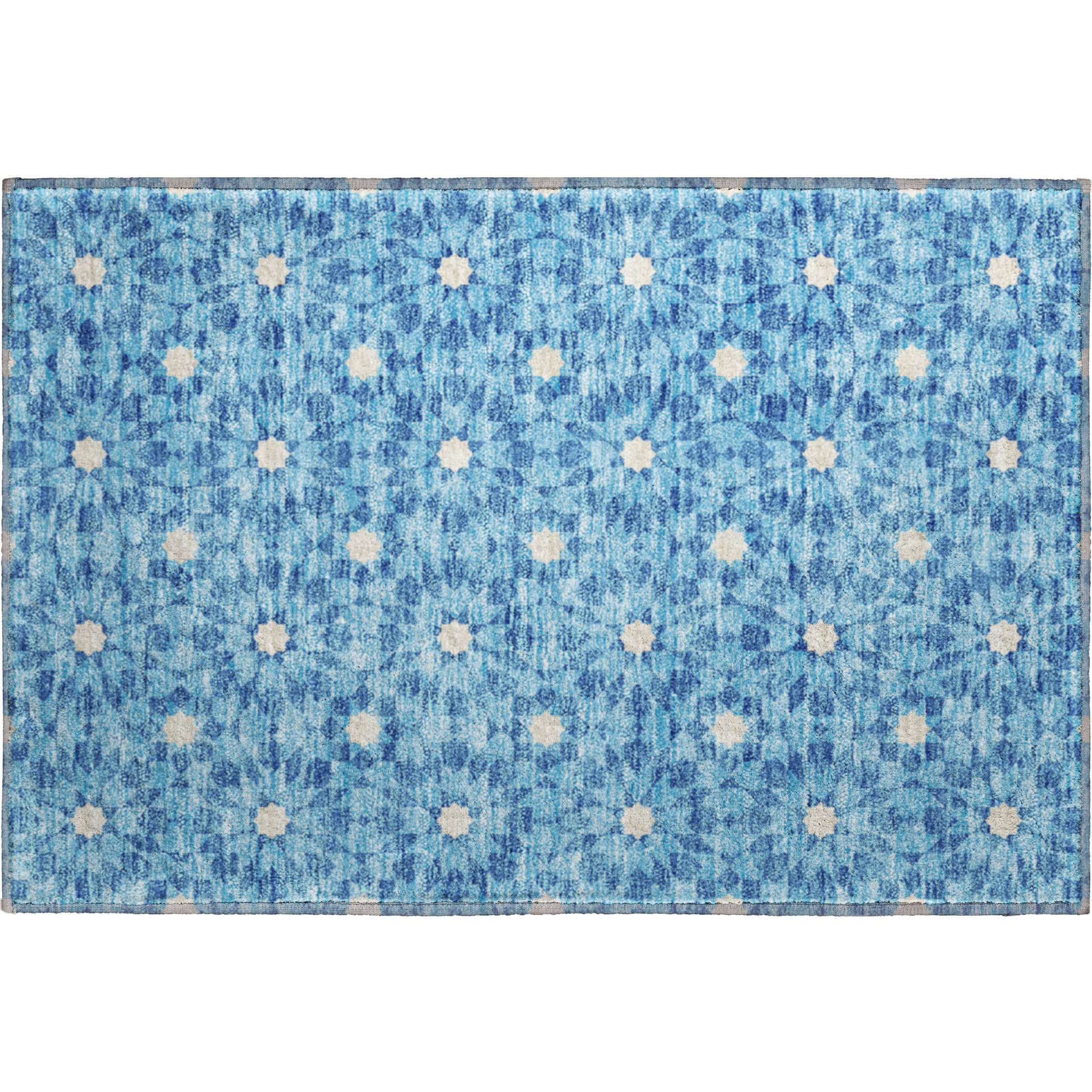 Queenstown Machine Washable Transitional Denim Blue Rug 1'8" x 2'6" #shape_Rectangle