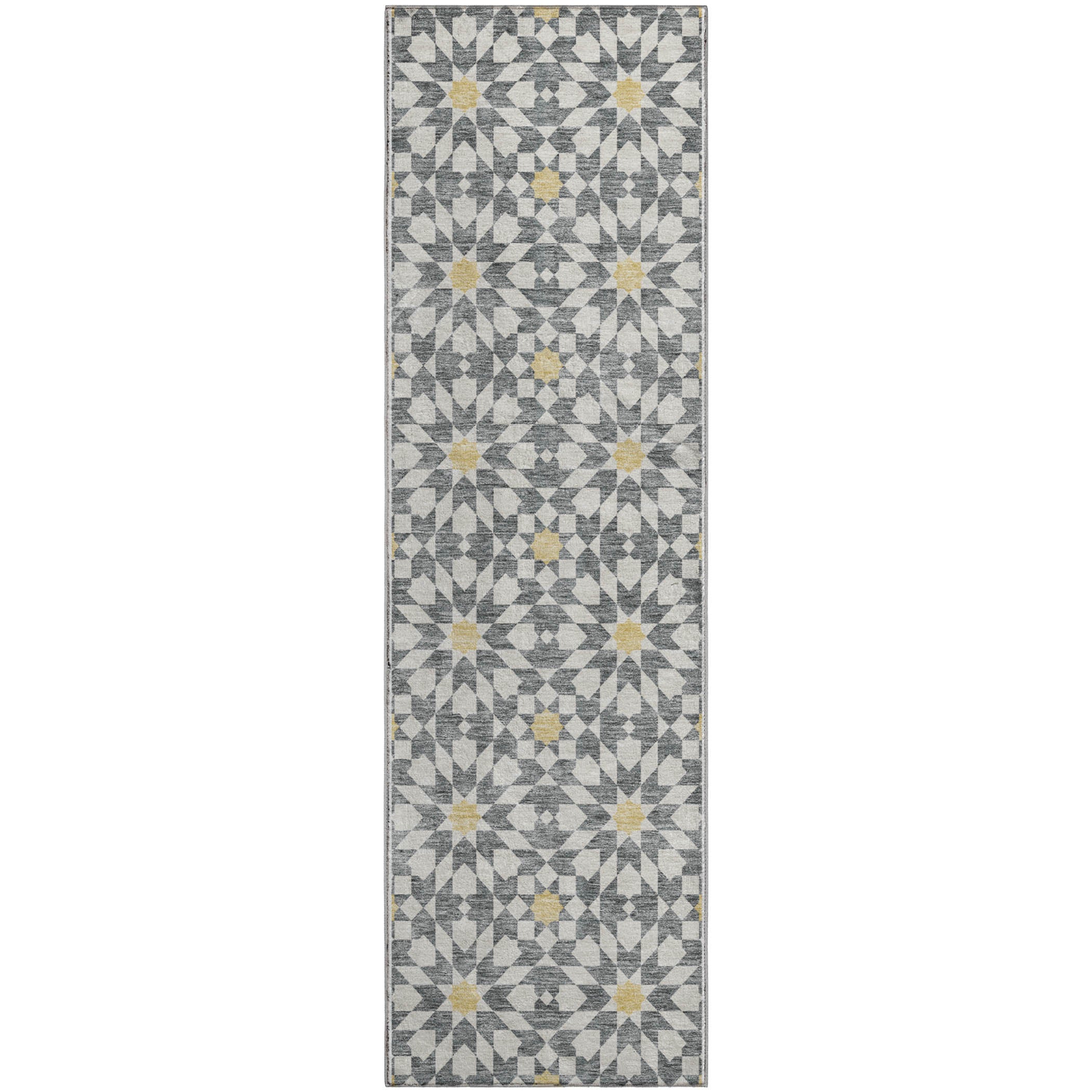 Queenstown Machine Washable Transitional Gray Rug 2'3" x 7'6" #shape_Runner