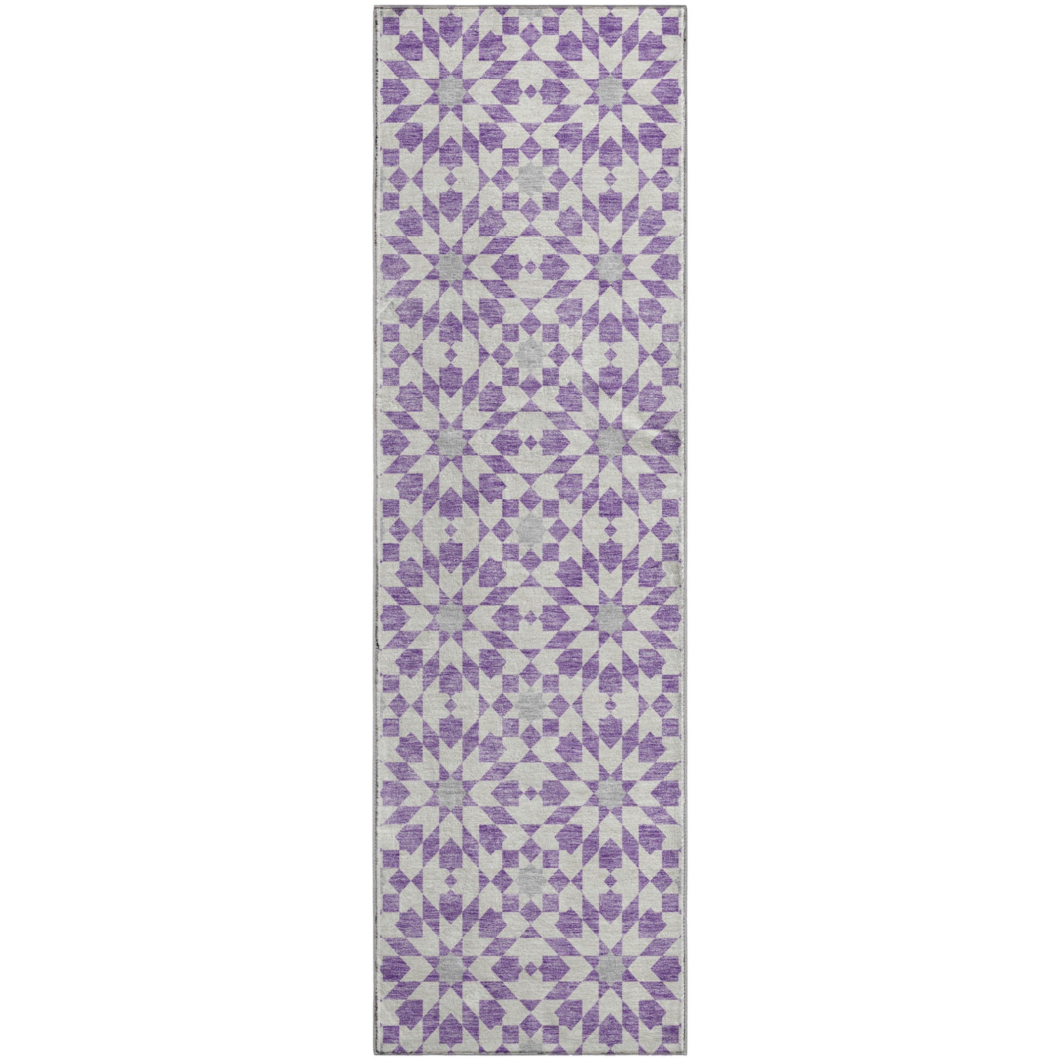 Queenstown Machine Washable Transitional Lavender Purple Rug 2'3" x 7'6" #shape_Runner