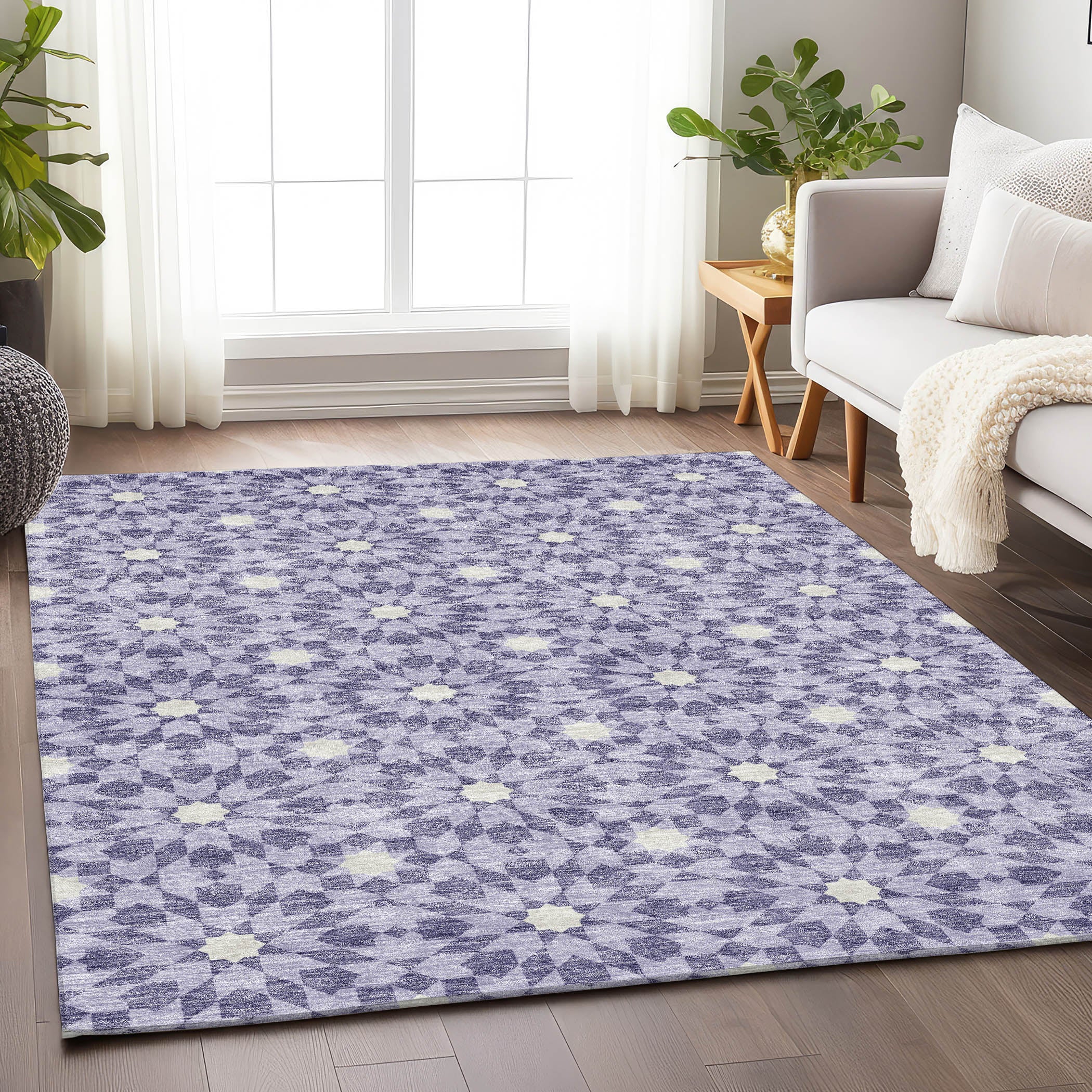 Queenstown Machine Washable Transitional Lilac Purple Rug 2'6" x 3'10" #shape_Rectangle
