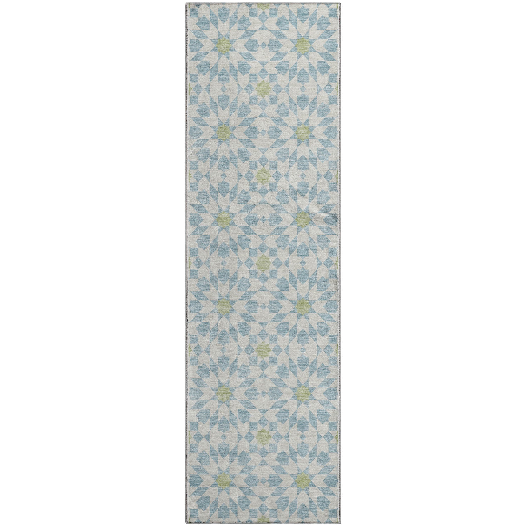 Queenstown Machine Washable Transitional Sky Blue Rug 2'3" x 7'6" #shape_Runner