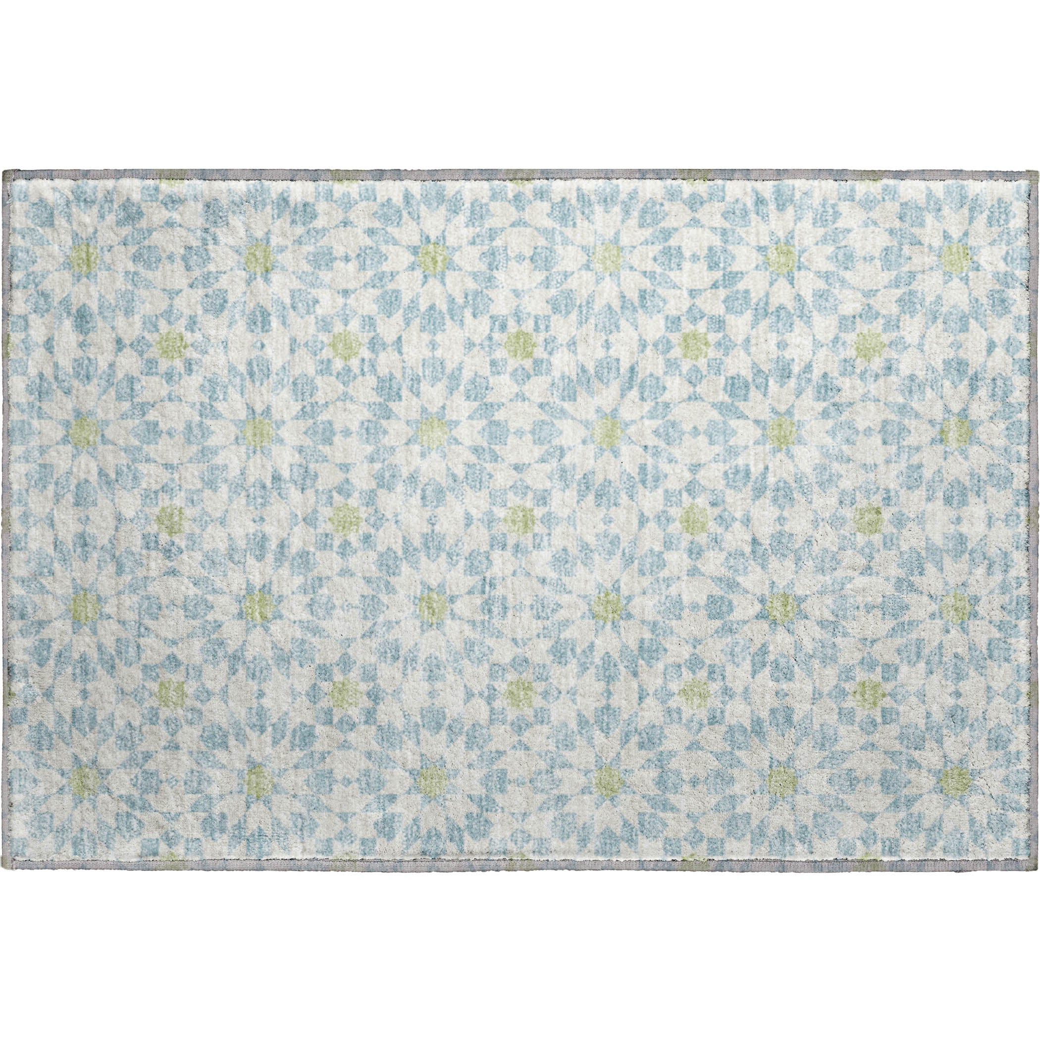 Queenstown Machine Washable Transitional Sky Blue Rug 1'8" x 2'6" #shape_Rectangle