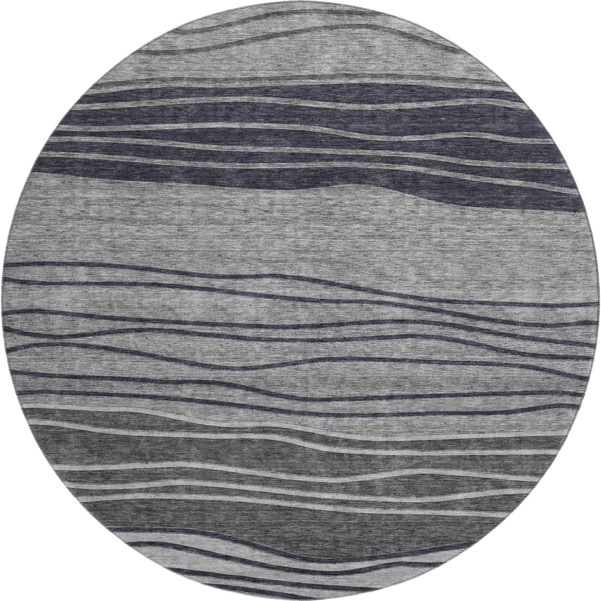 Seoul Machine Washable Transitional Gray Rug 8' x 8' #shape_Round