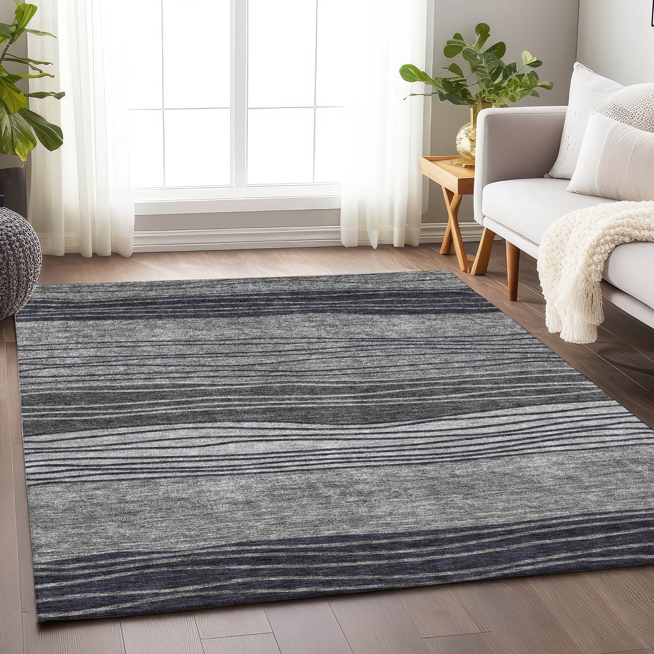 Seoul Machine Washable Transitional Gray Rug 2'6" x 3'10" #shape_Rectangle
