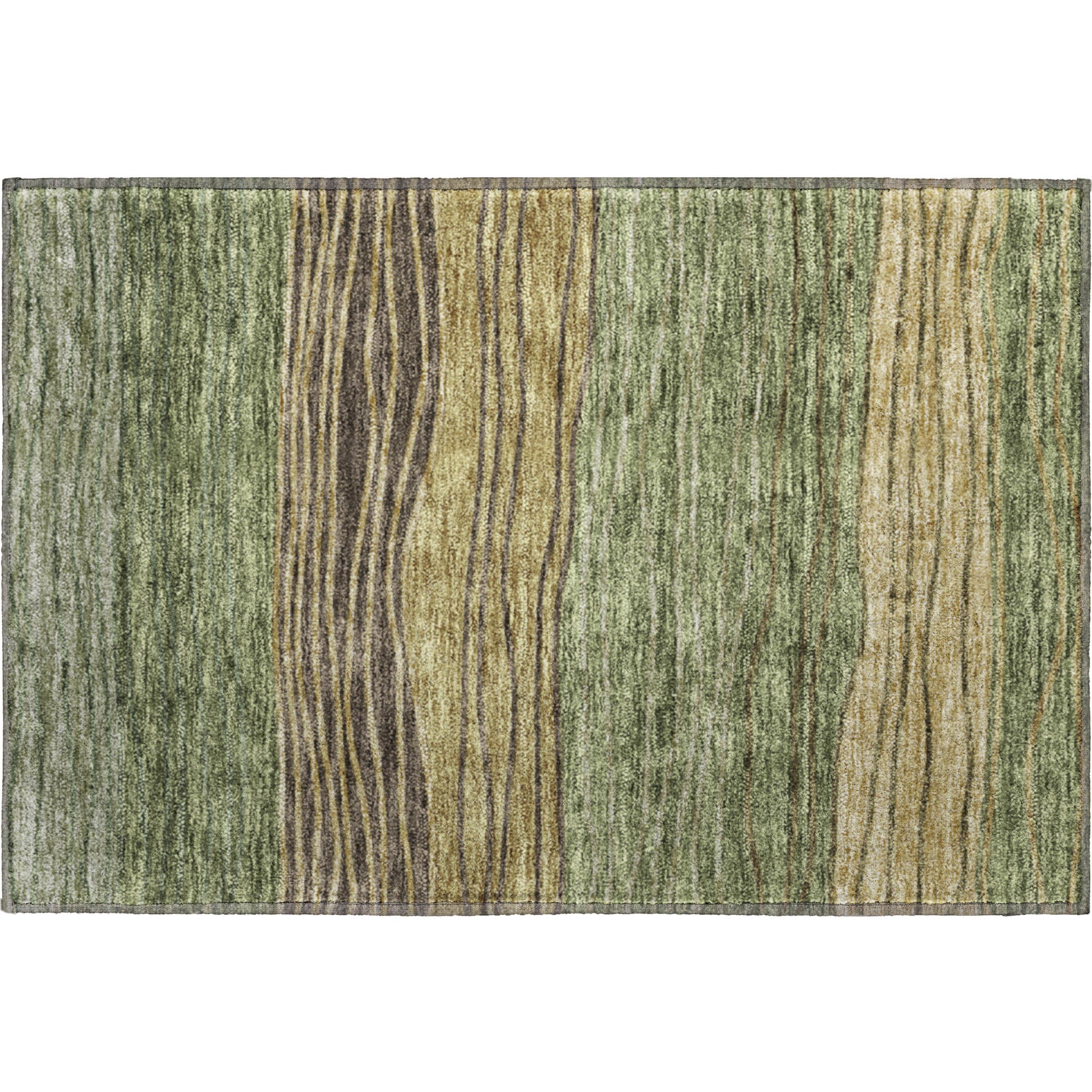 Seoul Machine Washable Transitional Olive Green Rug 1'8" x 2'6" #shape_Rectangle
