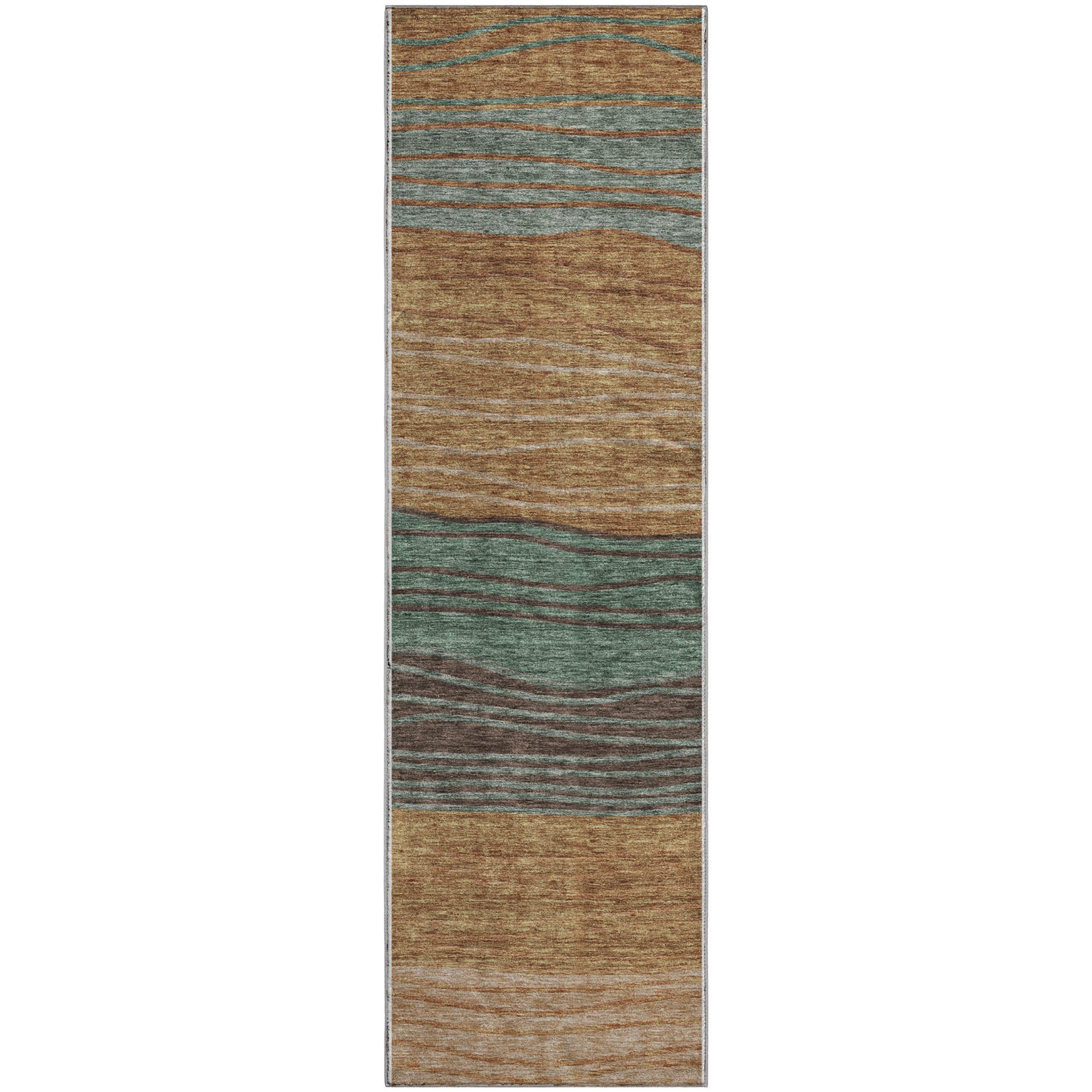 Seoul Machine Washable Transitional Terracotta Orange Rug 2'3" x 7'6" #shape_Runner