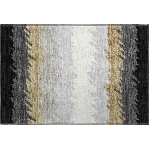 Tallinn Machine Washable Transitional Black Rug 1'8" x 2'6"