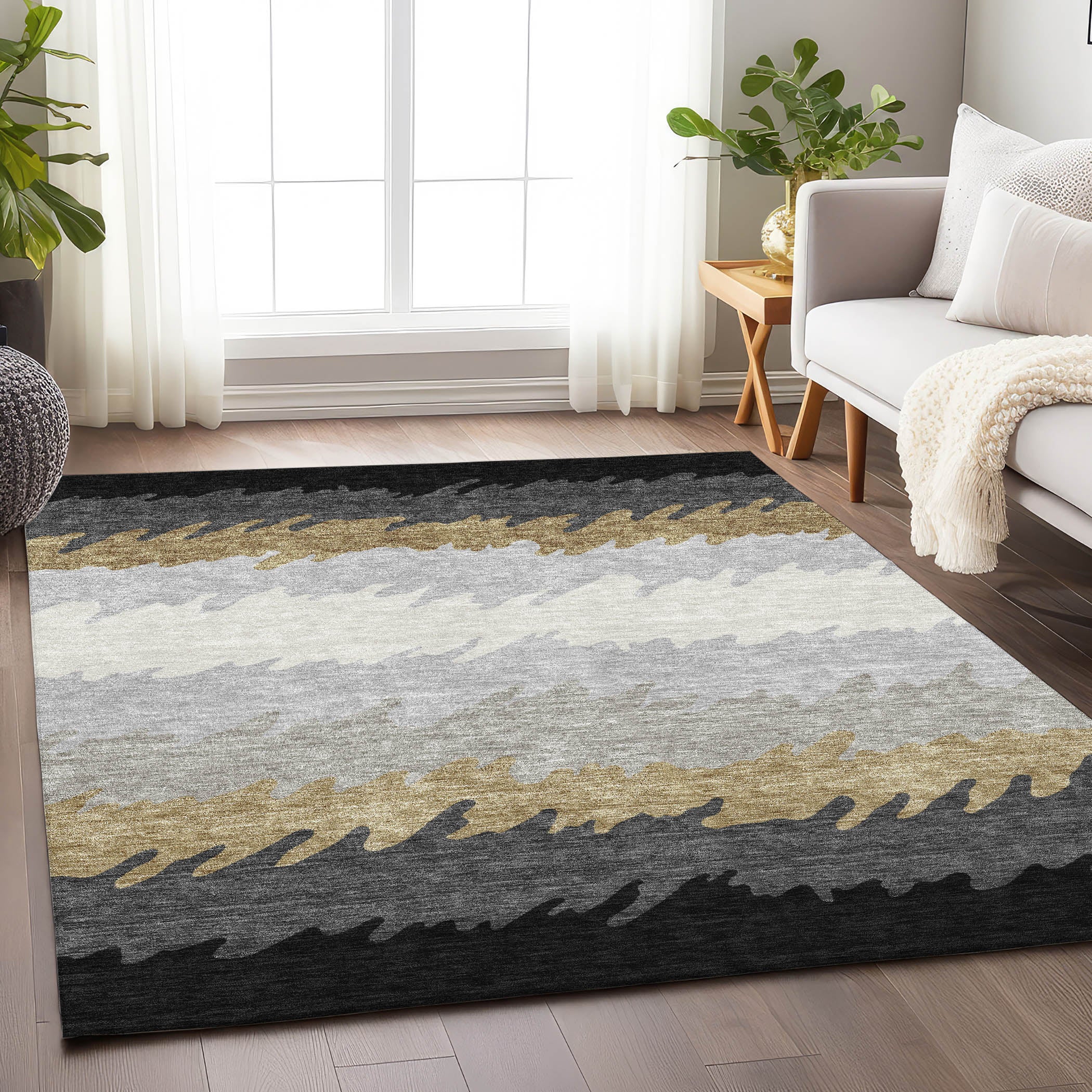 Tallinn Machine Washable Transitional Black Rug 2'6" x 3'10" #shape_Rectangle