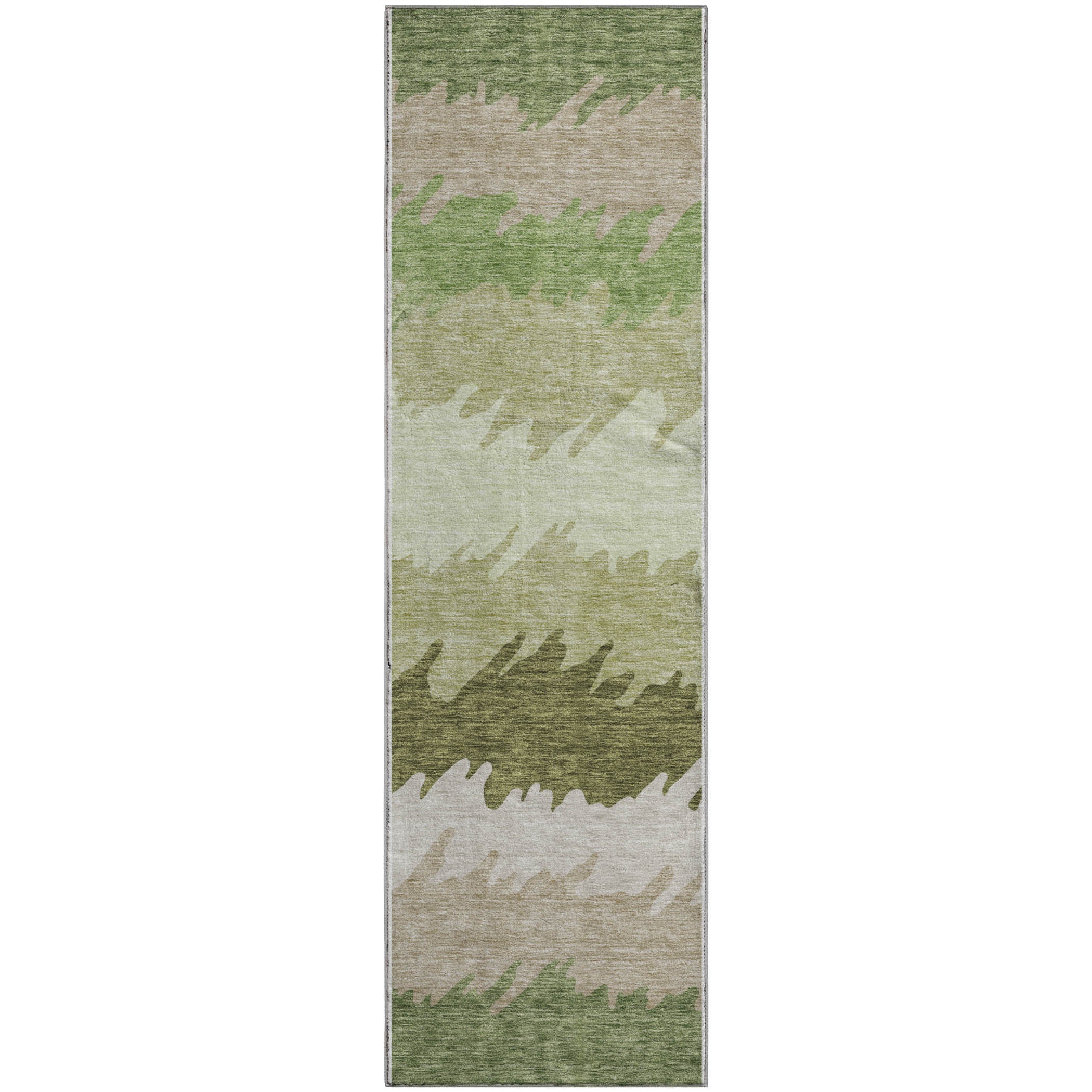 Tallinn Machine Washable Transitional Green Rug 2'3" x 7'6" #shape_Runner