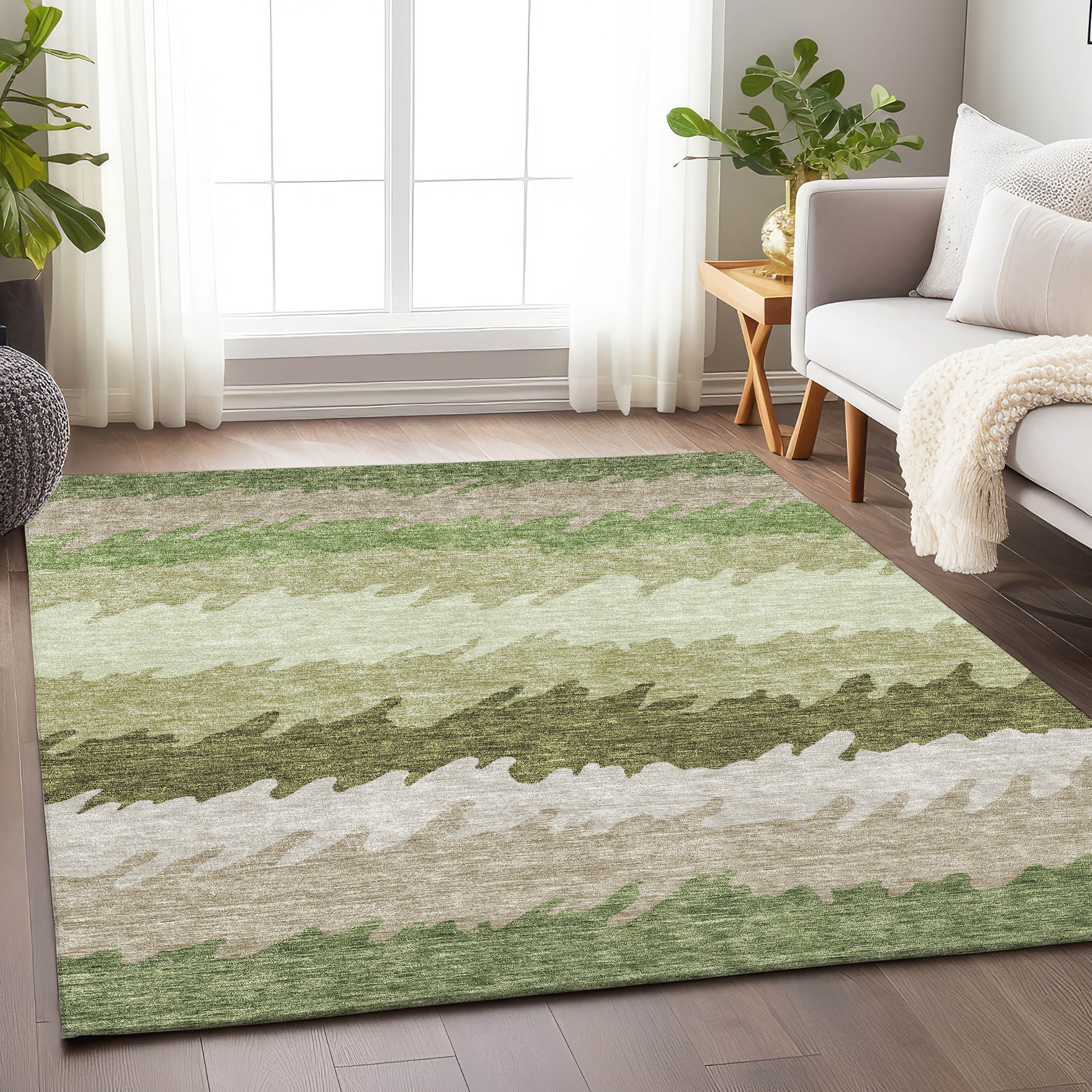Tallinn Machine Washable Transitional Green Rug 2'6" x 3'10" #shape_Rectangle