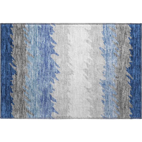 Tallinn Machine Washable Transitional Navy Blue Rug 1'8" x 2'6"