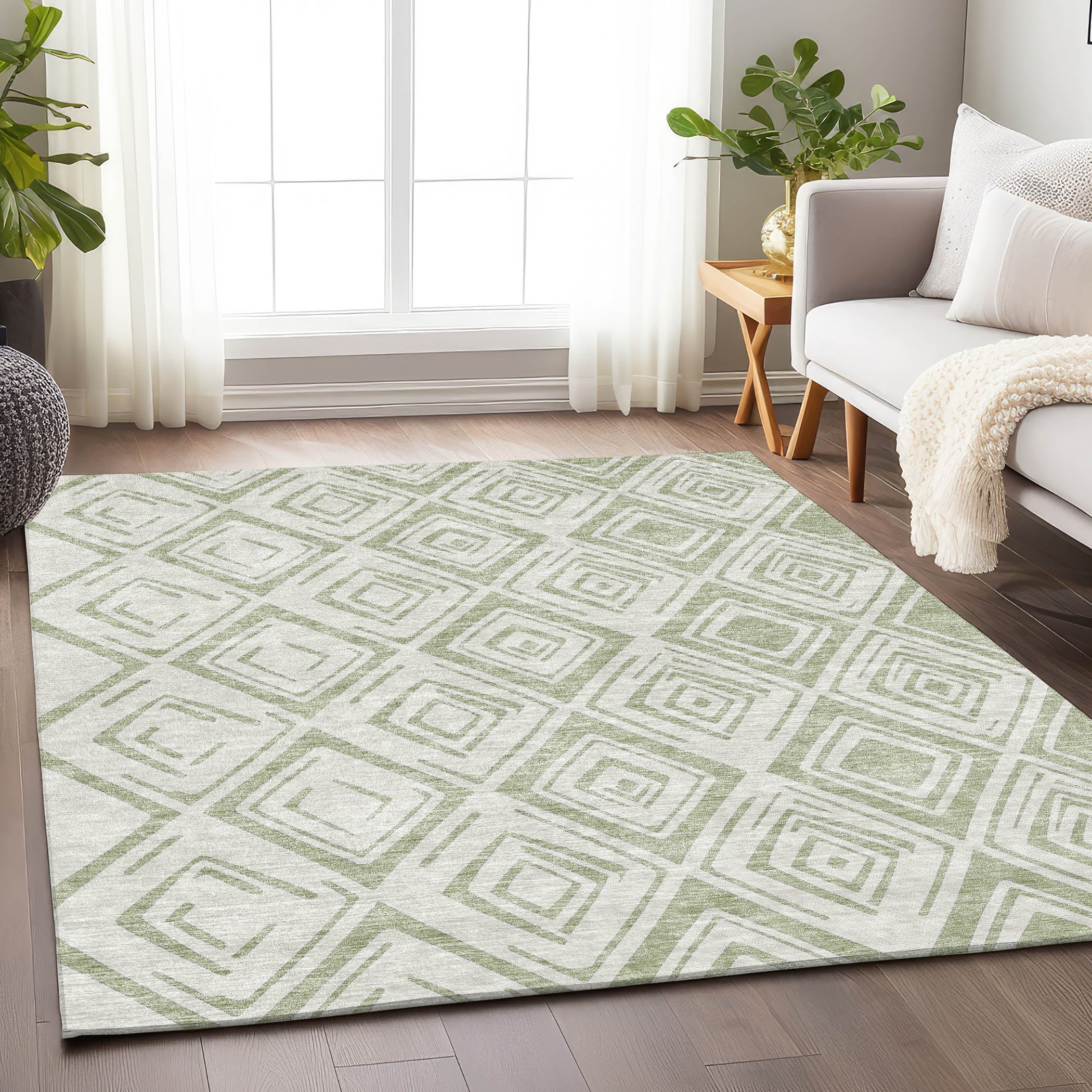 Salzburg Machine Washable Transitional Aloe Green Rug 2'6" x 3'10" #shape_Rectangle