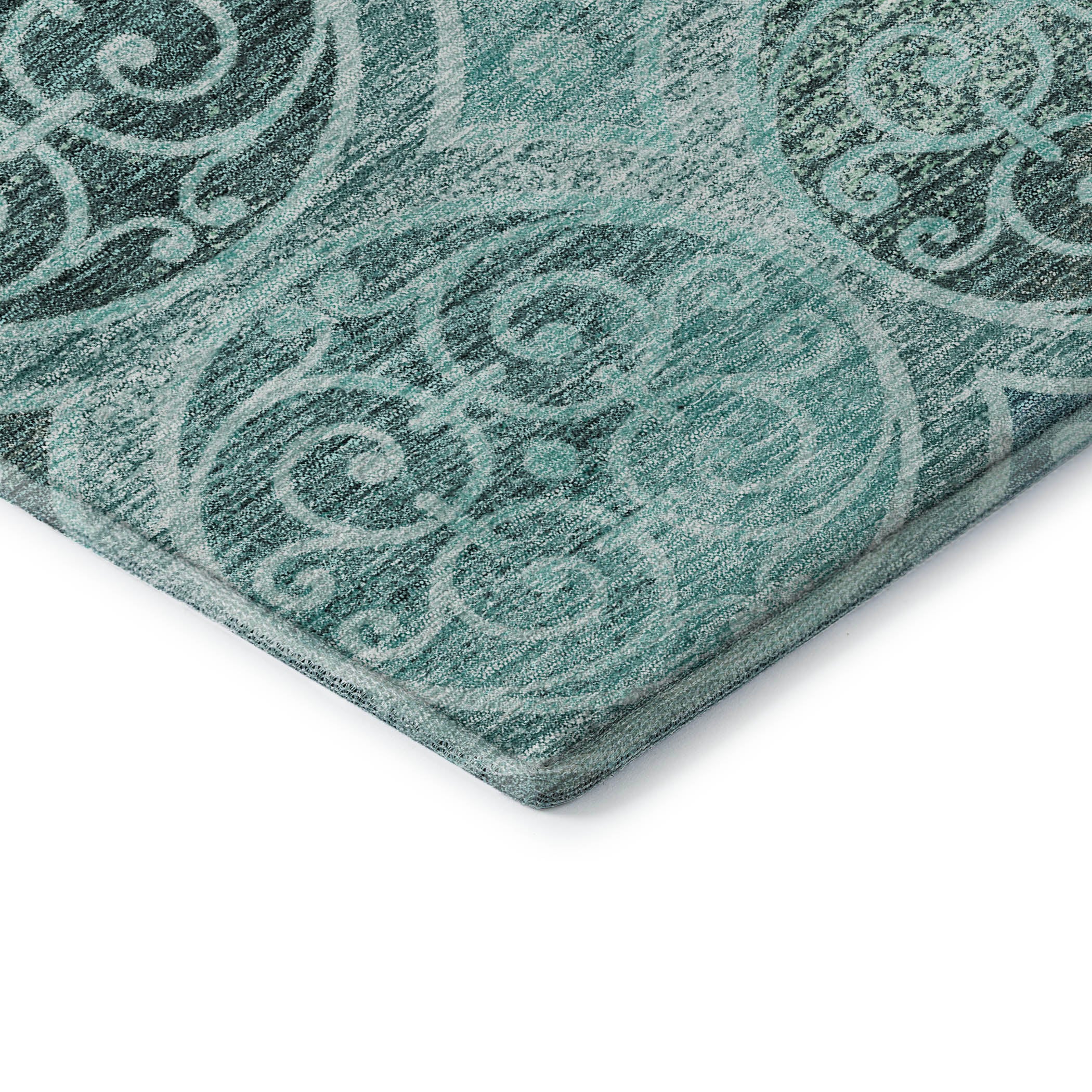 Marrakech Machine Washable Transitional Teal Rug 1'8" x 2'6" #shape_Rectangle
