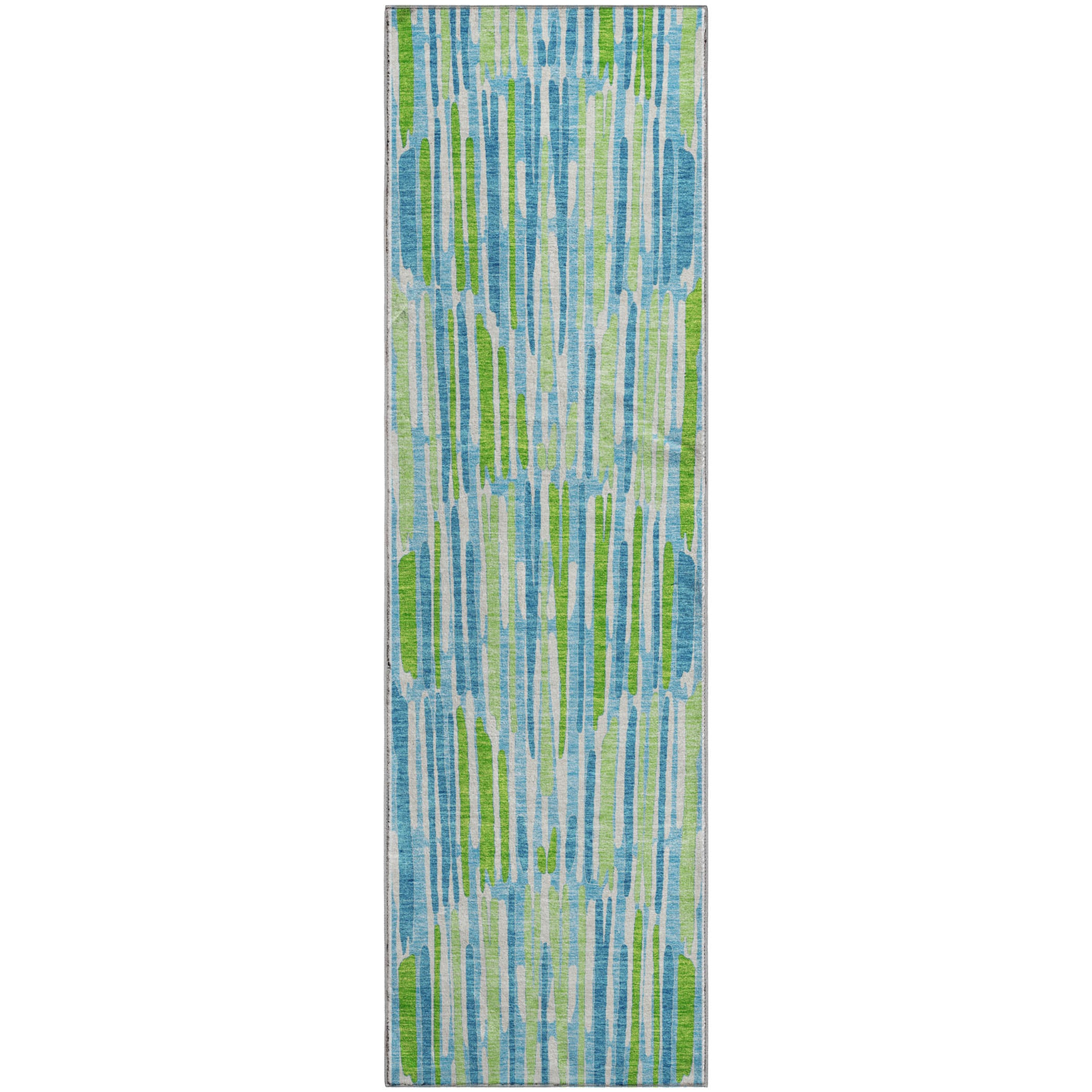 Cartagena Machine Washable Transitional Aqua Teal Rug 2'3" x 7'6" #shape_Runner