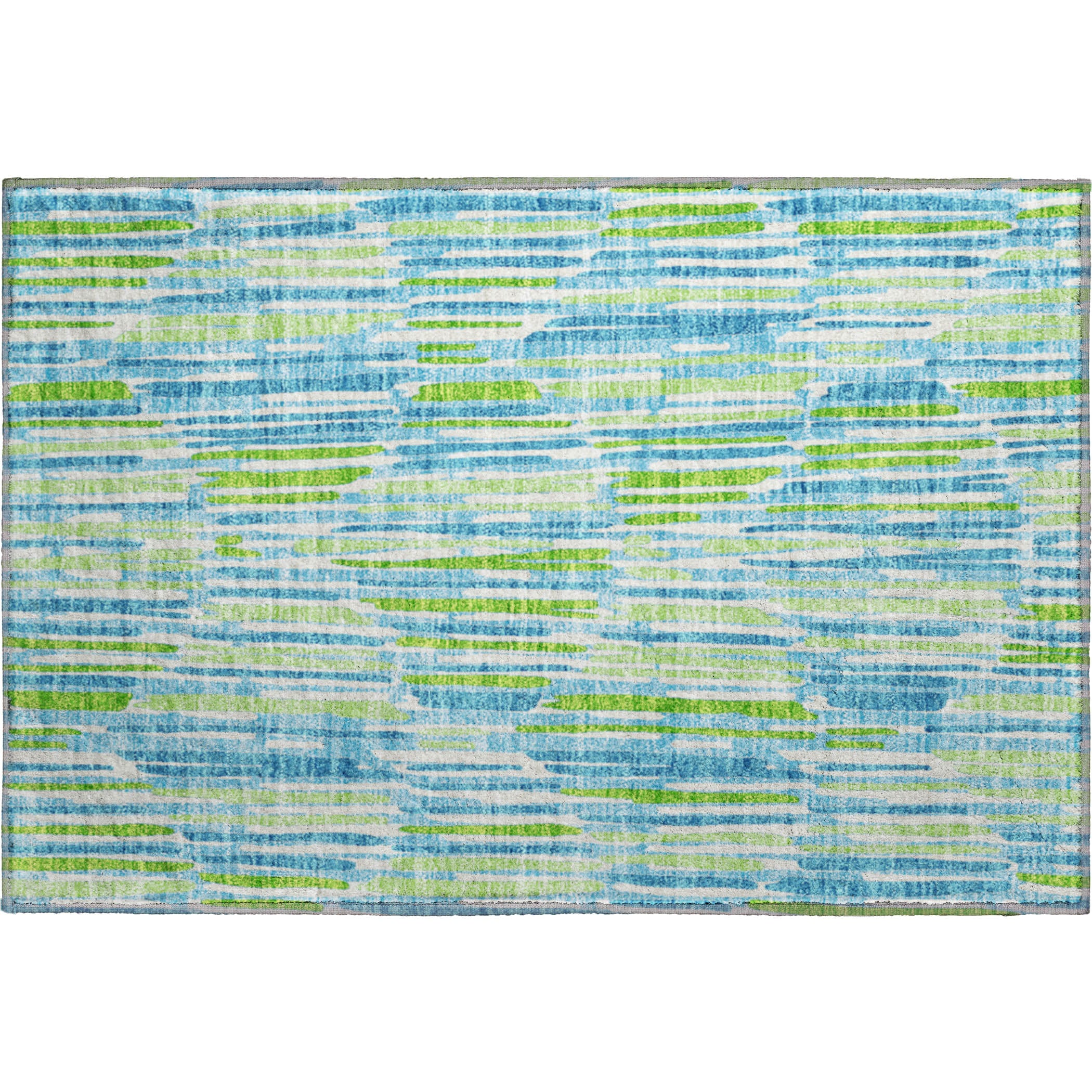 Cartagena Machine Washable Transitional Aqua Teal Rug 1'8" x 2'6" #shape_Rectangle