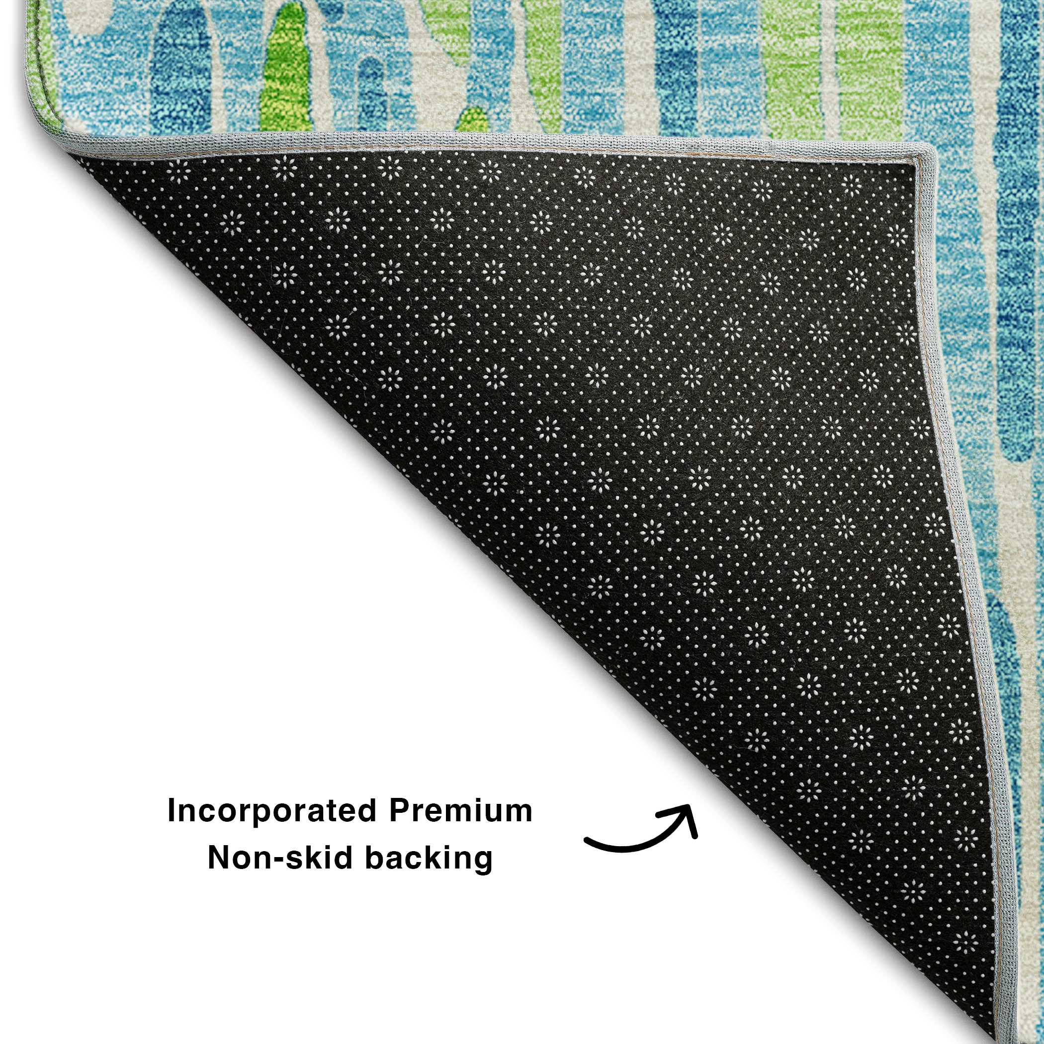 Cartagena Machine Washable Transitional Aqua Teal Rug 1'8" x 2'6" #shape_Rectangle