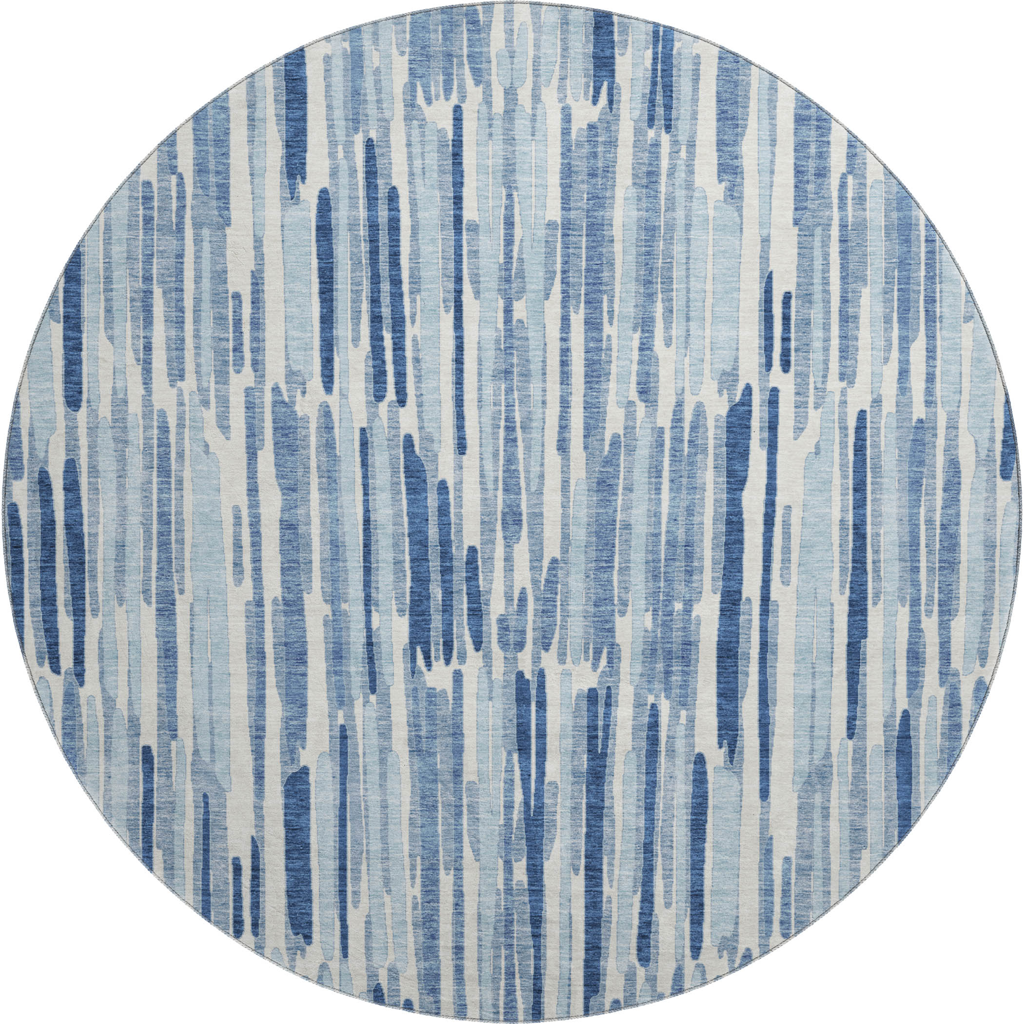 Cartagena Machine Washable Transitional Blue Rug 8' x 8' #shape_Round