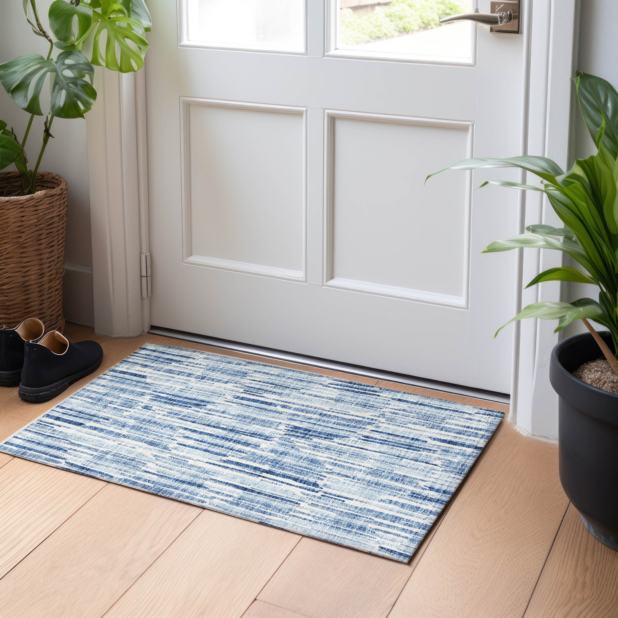 Cartagena Machine Washable Transitional Blue Rug 1'8" x 2'6" #shape_Rectangle