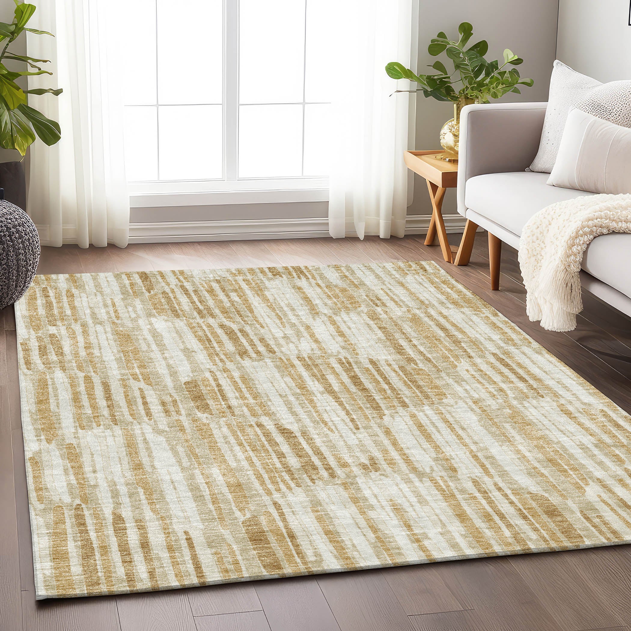 Cartagena Machine Washable Transitional Gold Rug 2'6" x 3'10" #shape_Rectangle