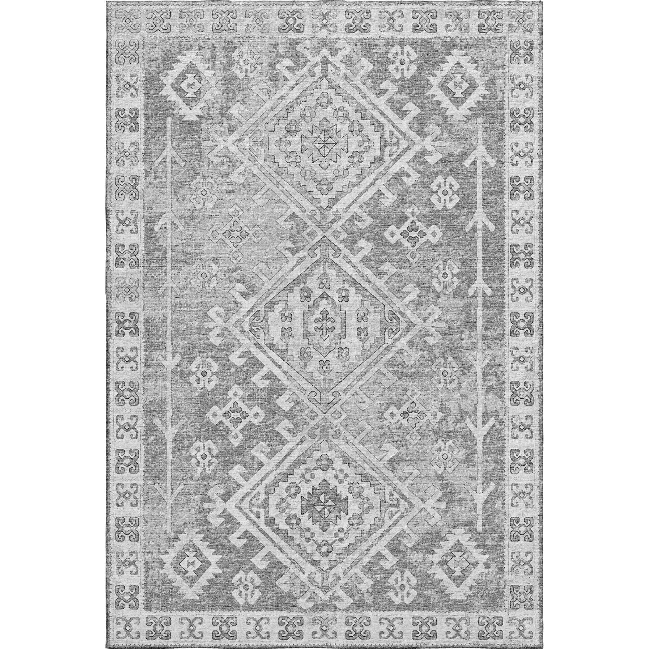Zanzibar Machine Washable Transitional Ash Gray Rug 2'6" x 3'10" #shape_Rectangle