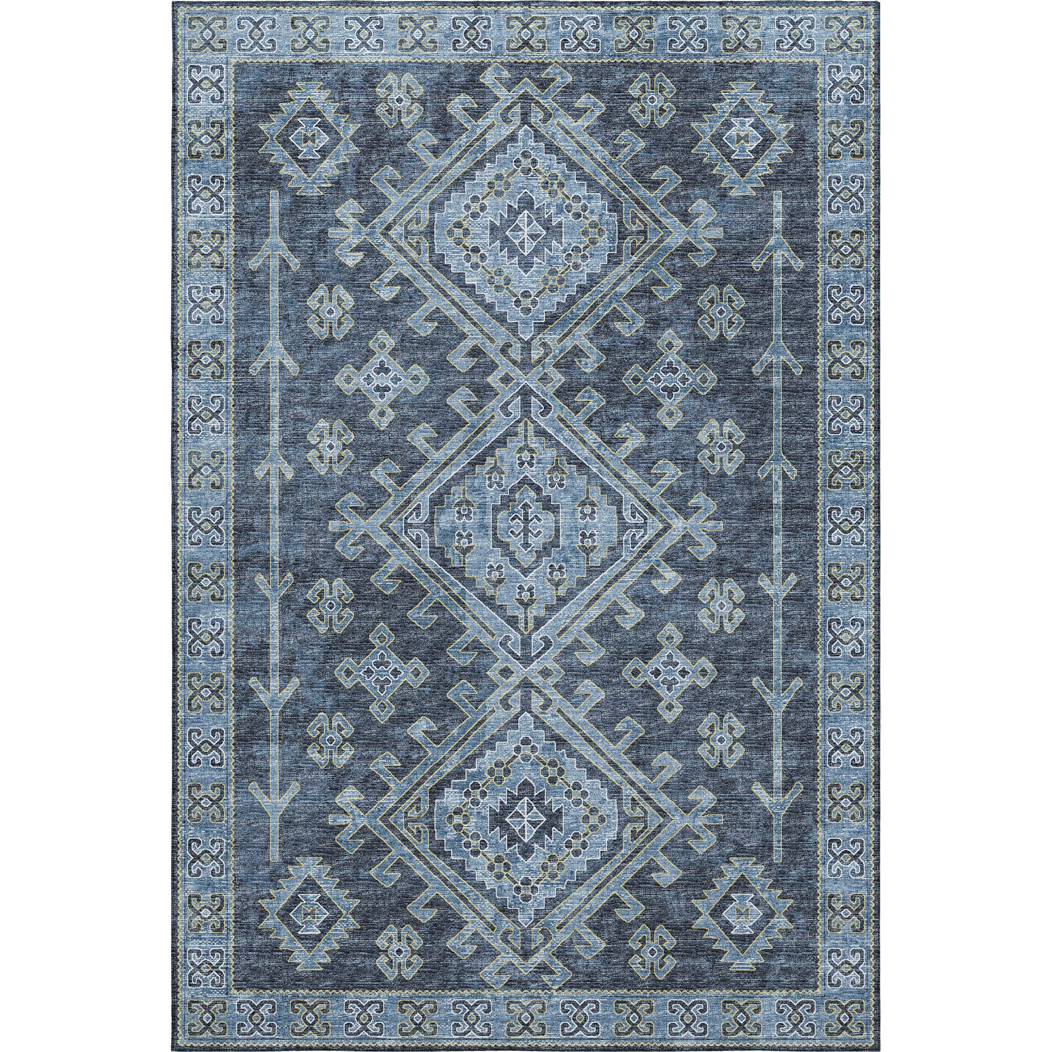 Zanzibar Machine Washable Transitional Blue Rug 2'6" x 3'10" #shape_Rectangle