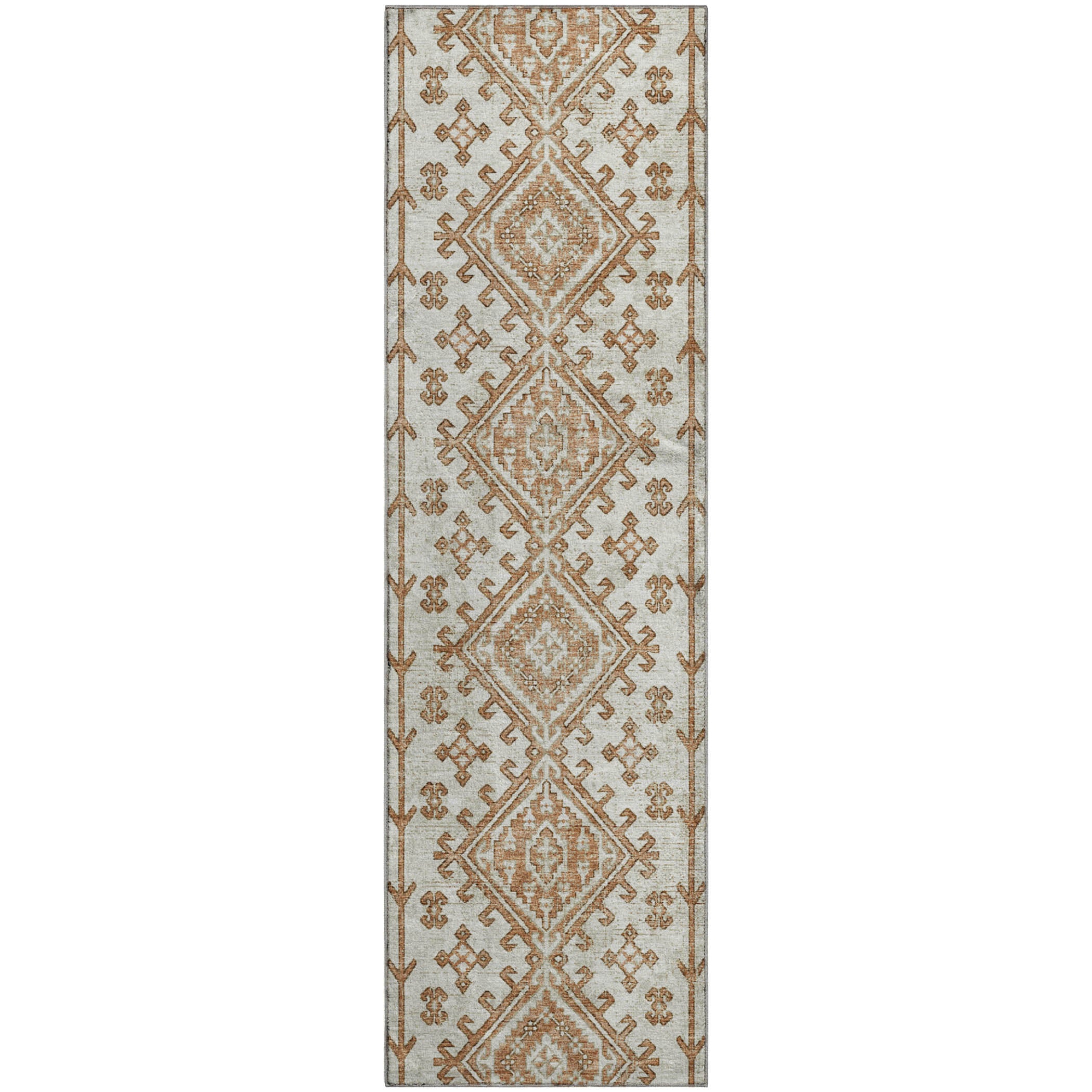 Zanzibar Machine Washable Transitional Canyon Orange Rug 2'3" x 7'6" #shape_Runner