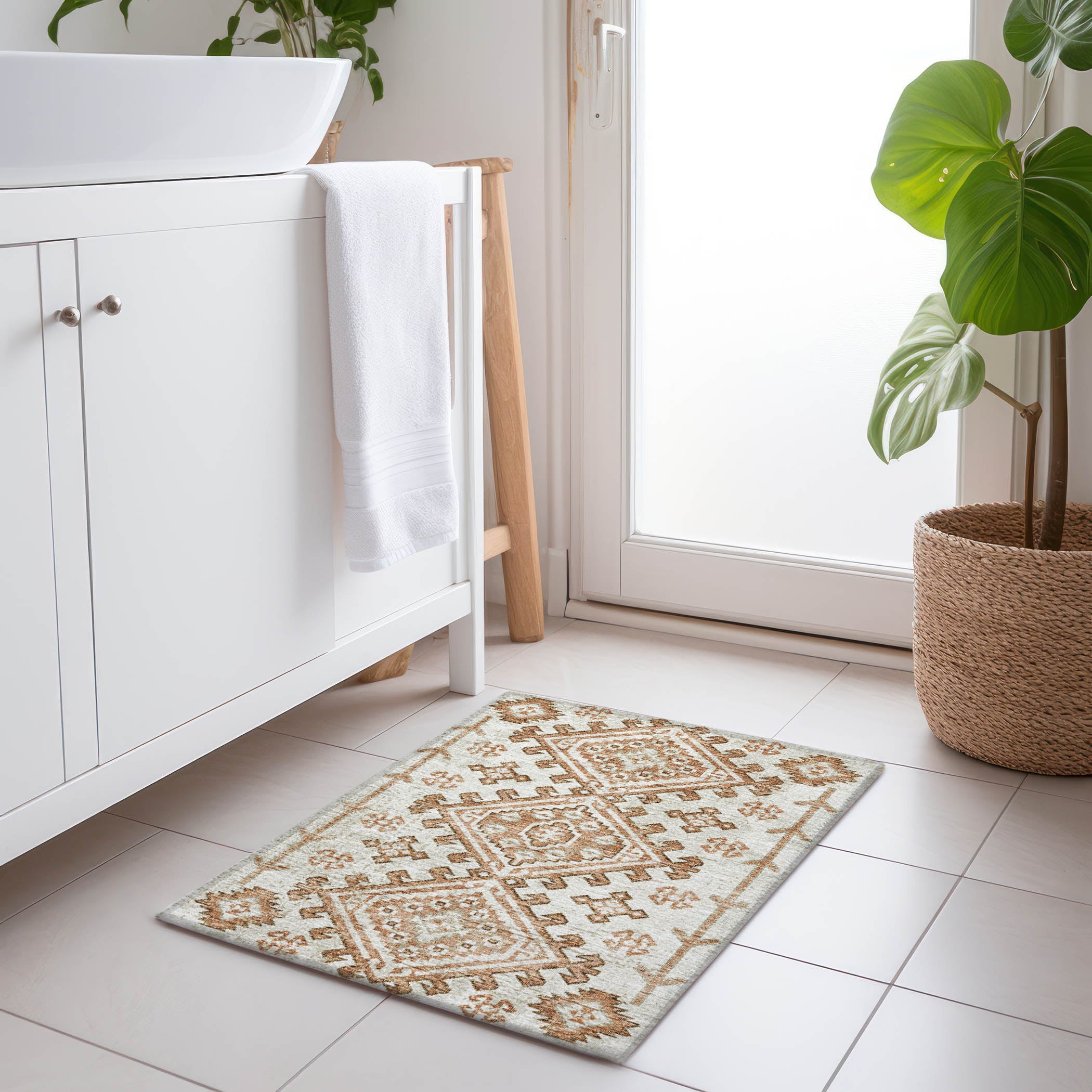 Zanzibar Machine Washable Transitional Canyon Orange Rug 1'8" x 2'6" #shape_Rectangle