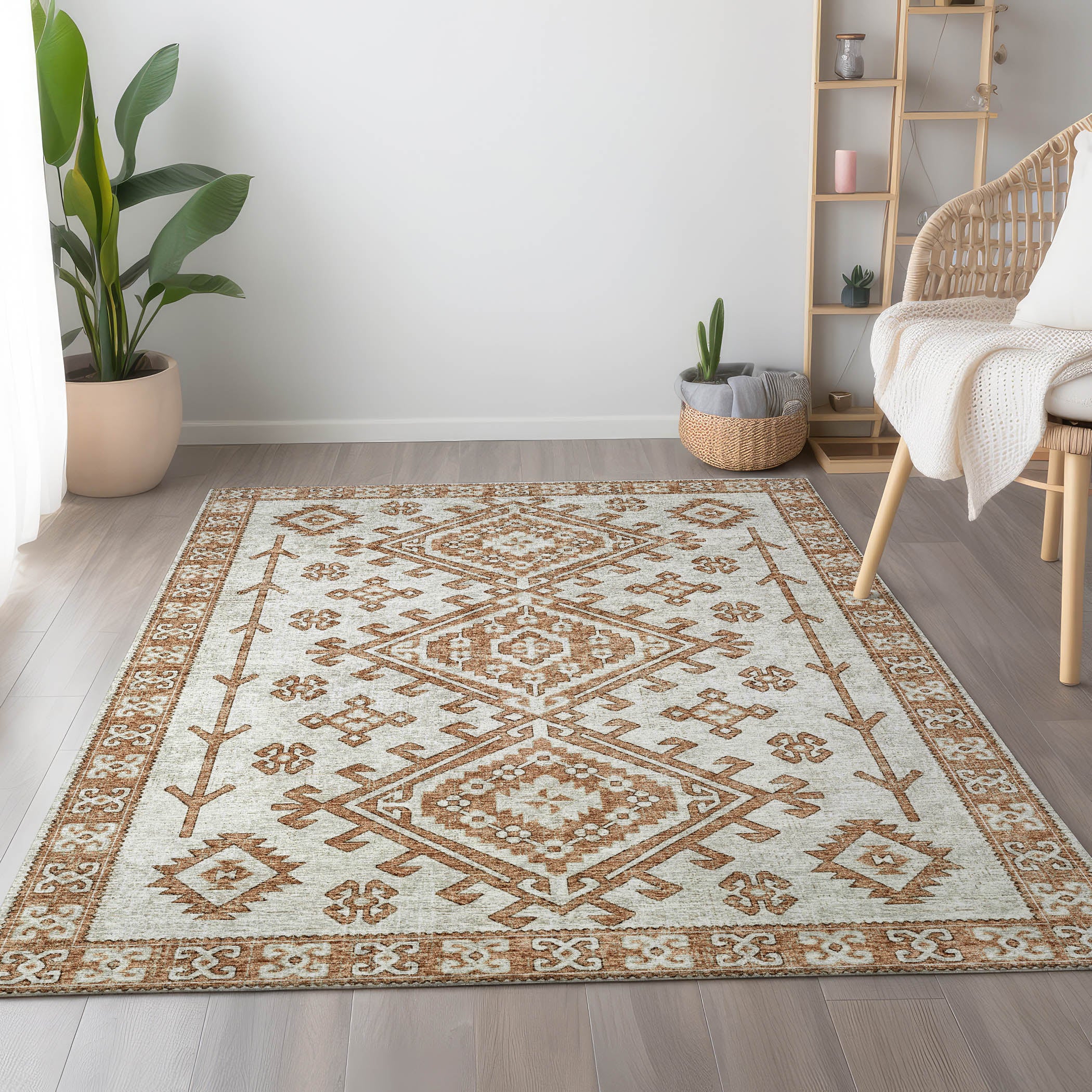 Zanzibar Machine Washable Transitional Canyon Orange Rug 2'6" x 3'10" #shape_Rectangle
