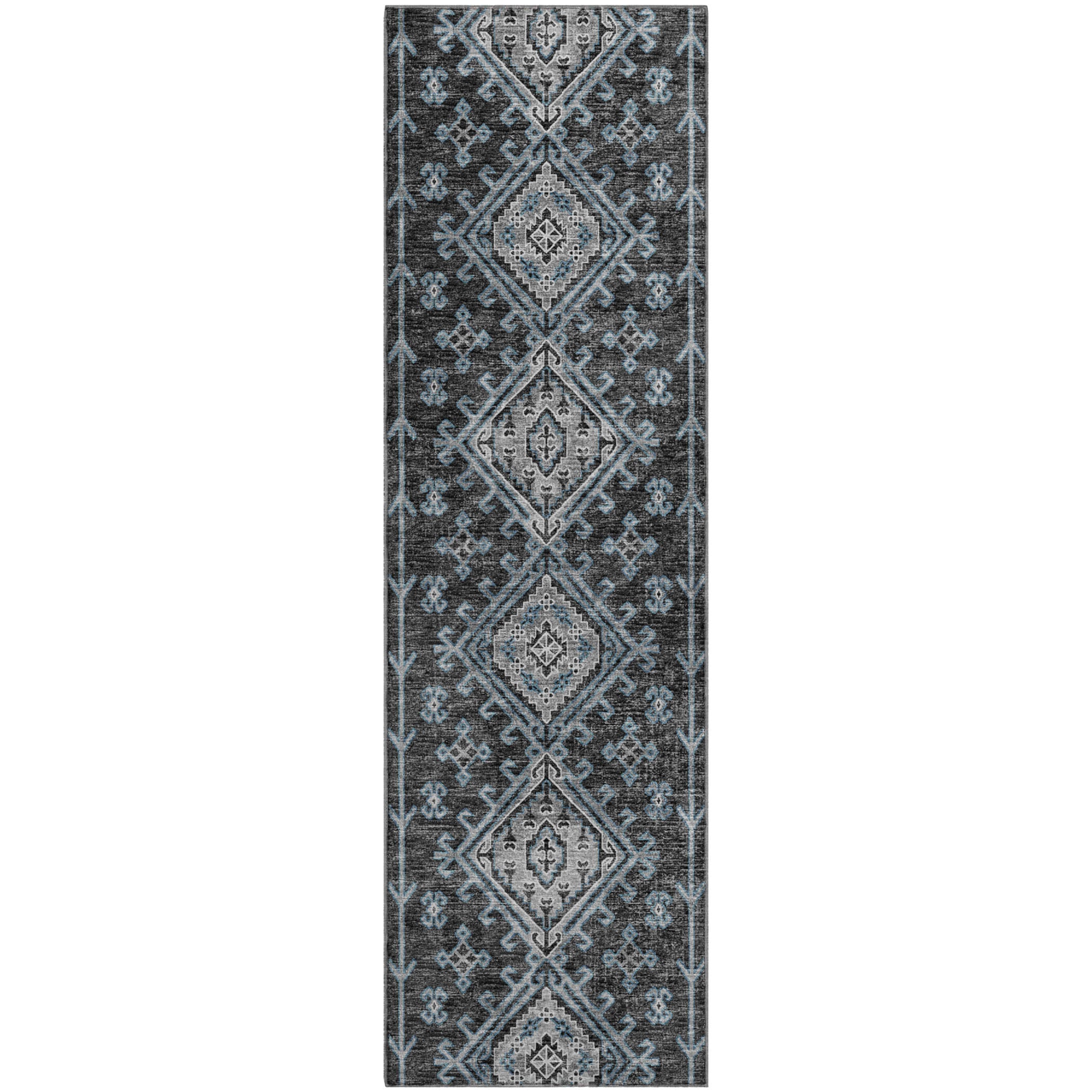 Zanzibar Machine Washable Transitional Shadow Gray Rug 2'3" x 7'6" #shape_Runner