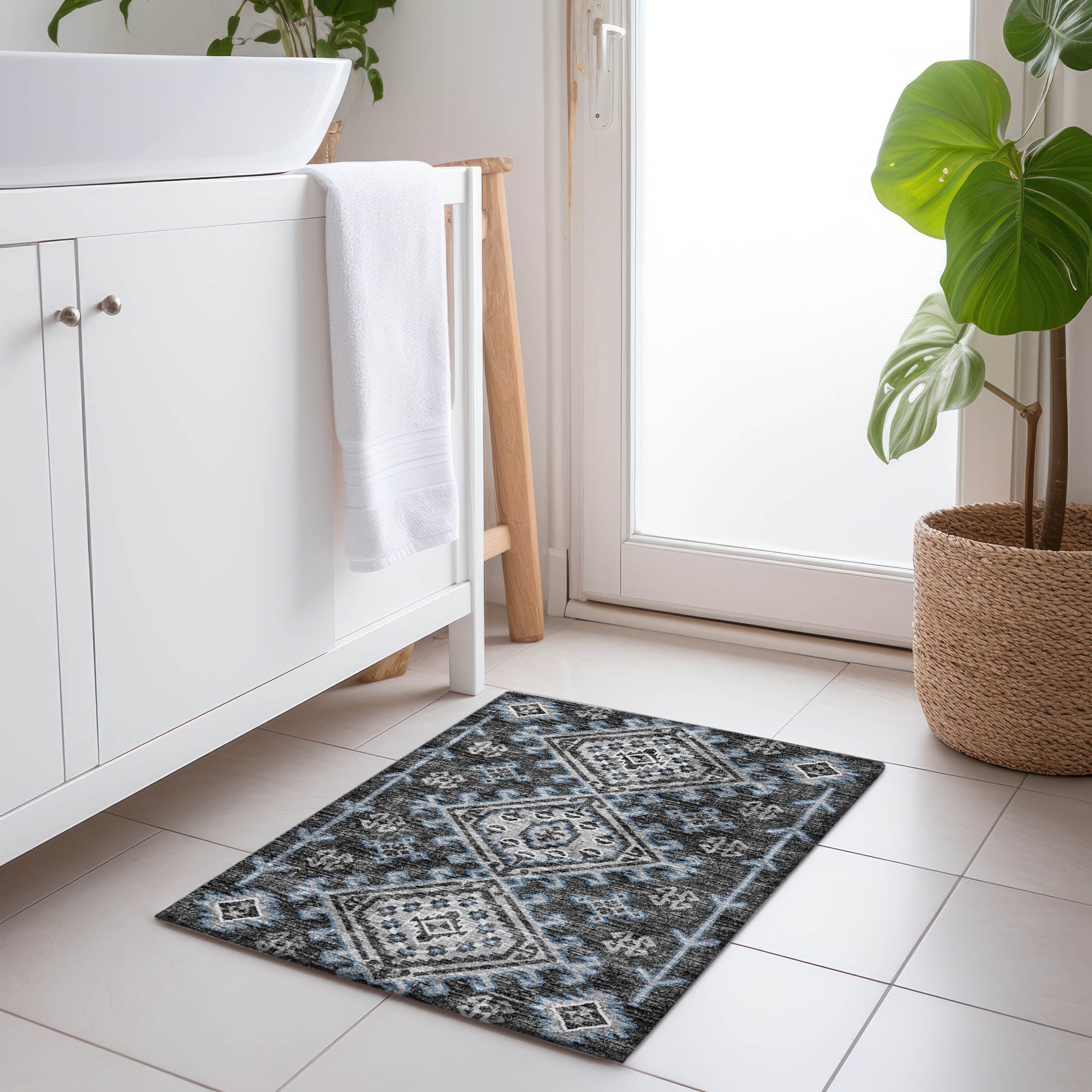 Zanzibar Machine Washable Transitional Shadow Gray Rug 1'8" x 2'6" #shape_Rectangle