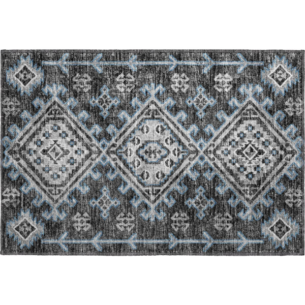 Zanzibar Machine Washable Transitional Shadow Gray Rug 1'8" x 2'6"