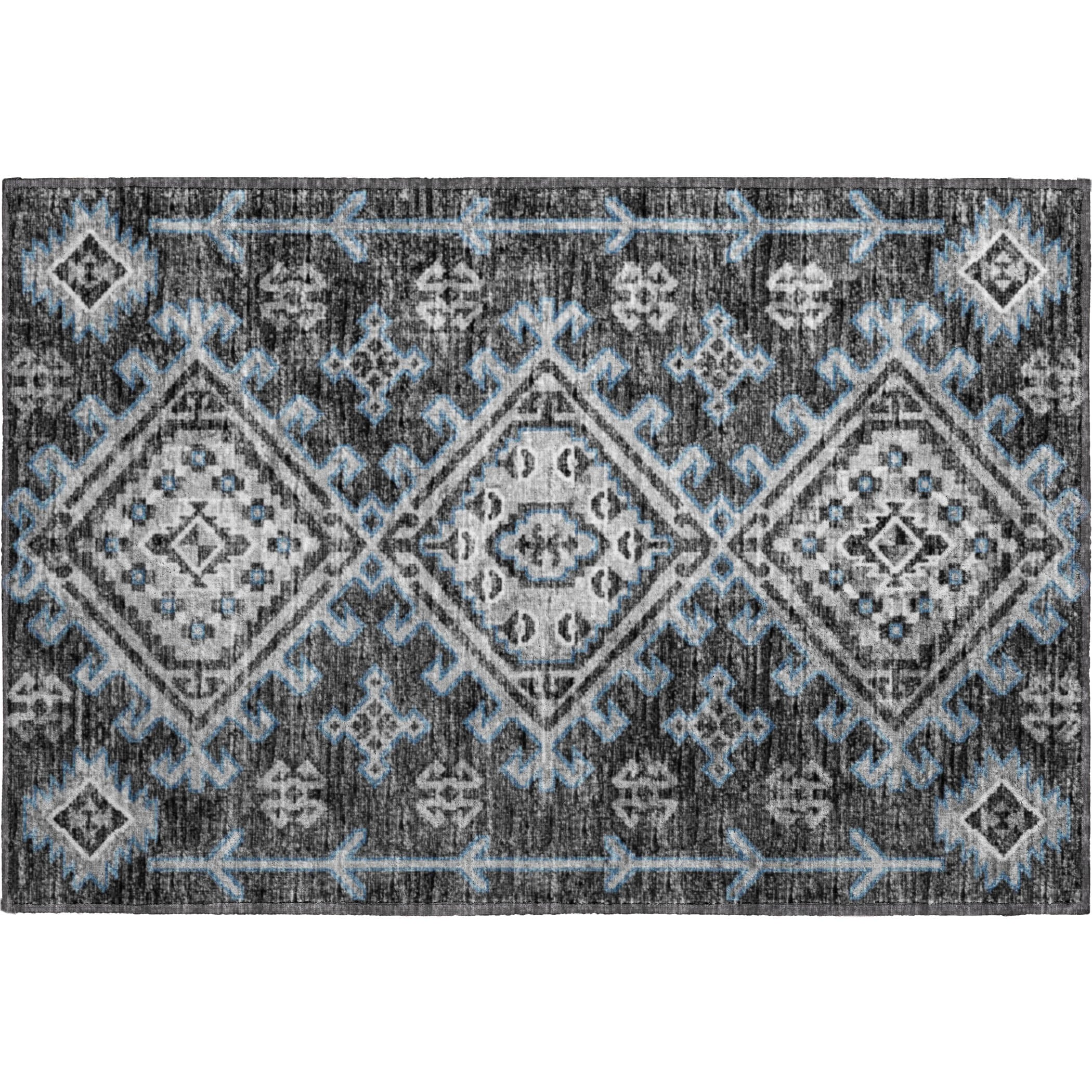 Zanzibar Machine Washable Transitional Shadow Gray Rug 1'8" x 2'6" #shape_Rectangle