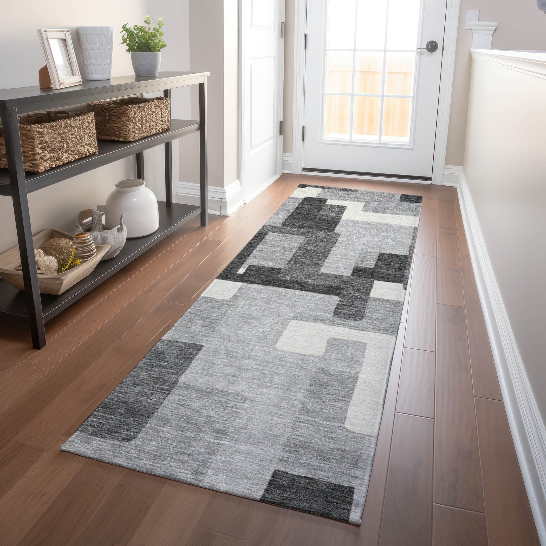 Marrakech Machine Washable Transitional Gray Rug 2'3" x 7'6" #shape_Runner