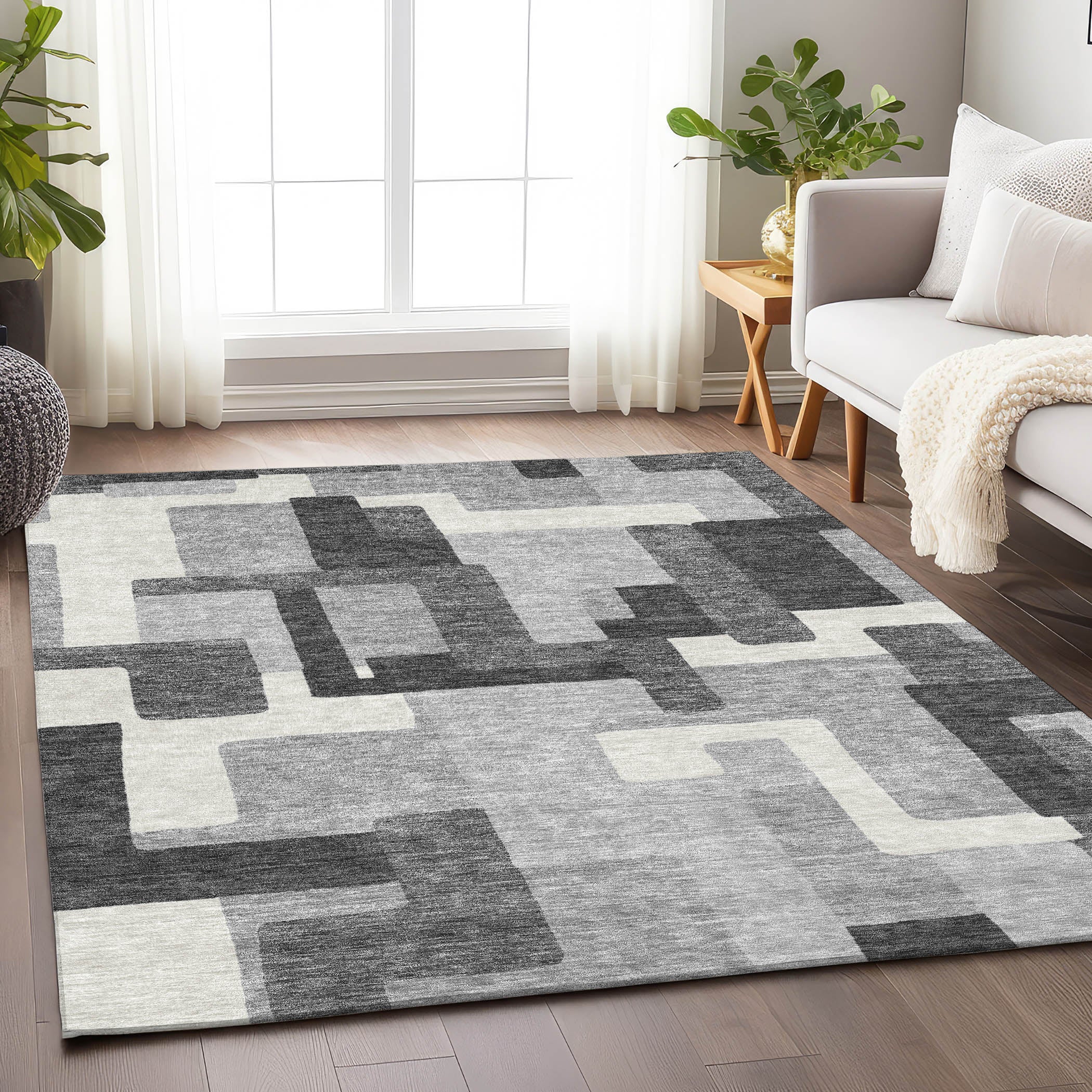 Marrakech Machine Washable Transitional Gray Rug 2'6" x 3'10" #shape_Rectangle