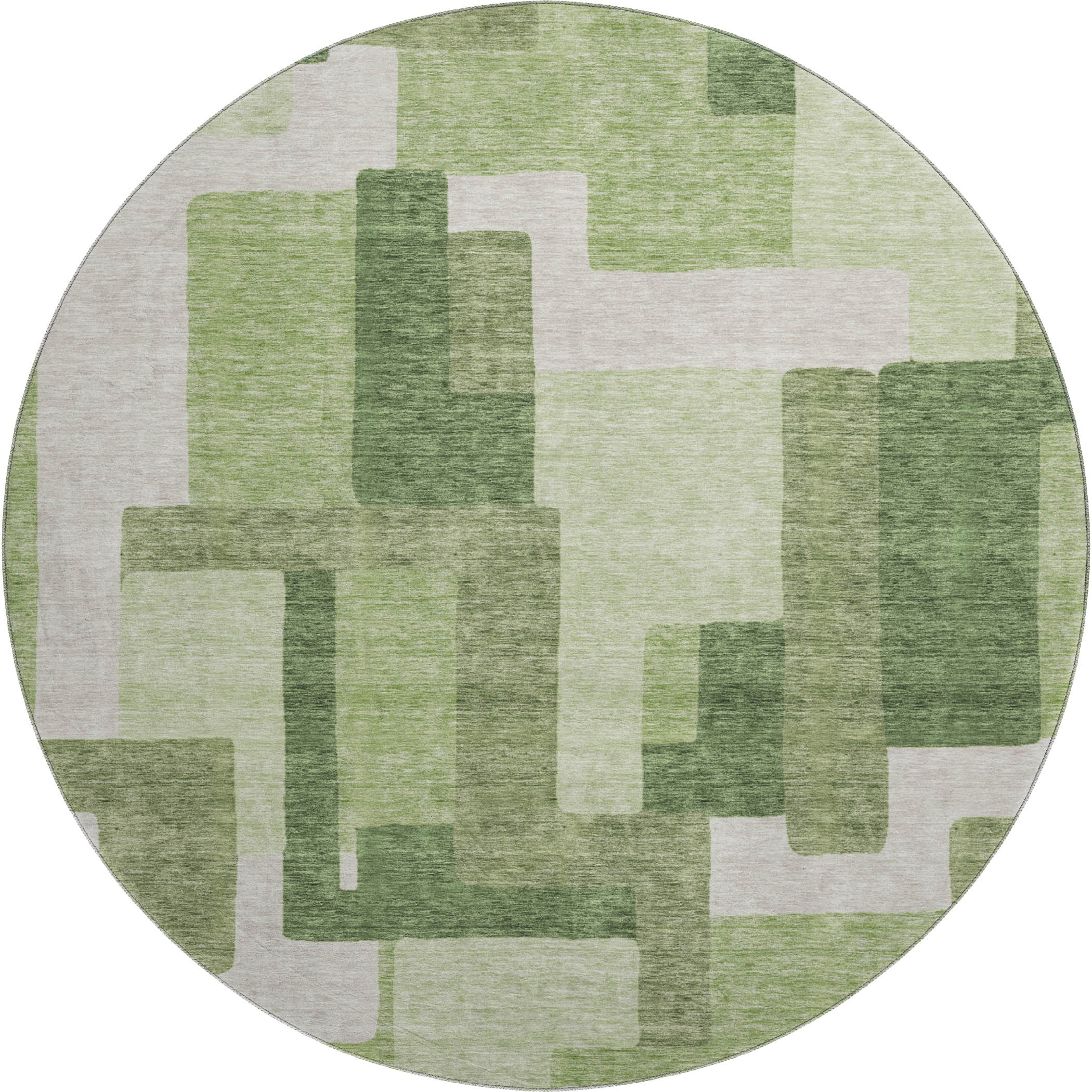 Marrakech Machine Washable Transitional Green Rug 8' x 8' #shape_Round