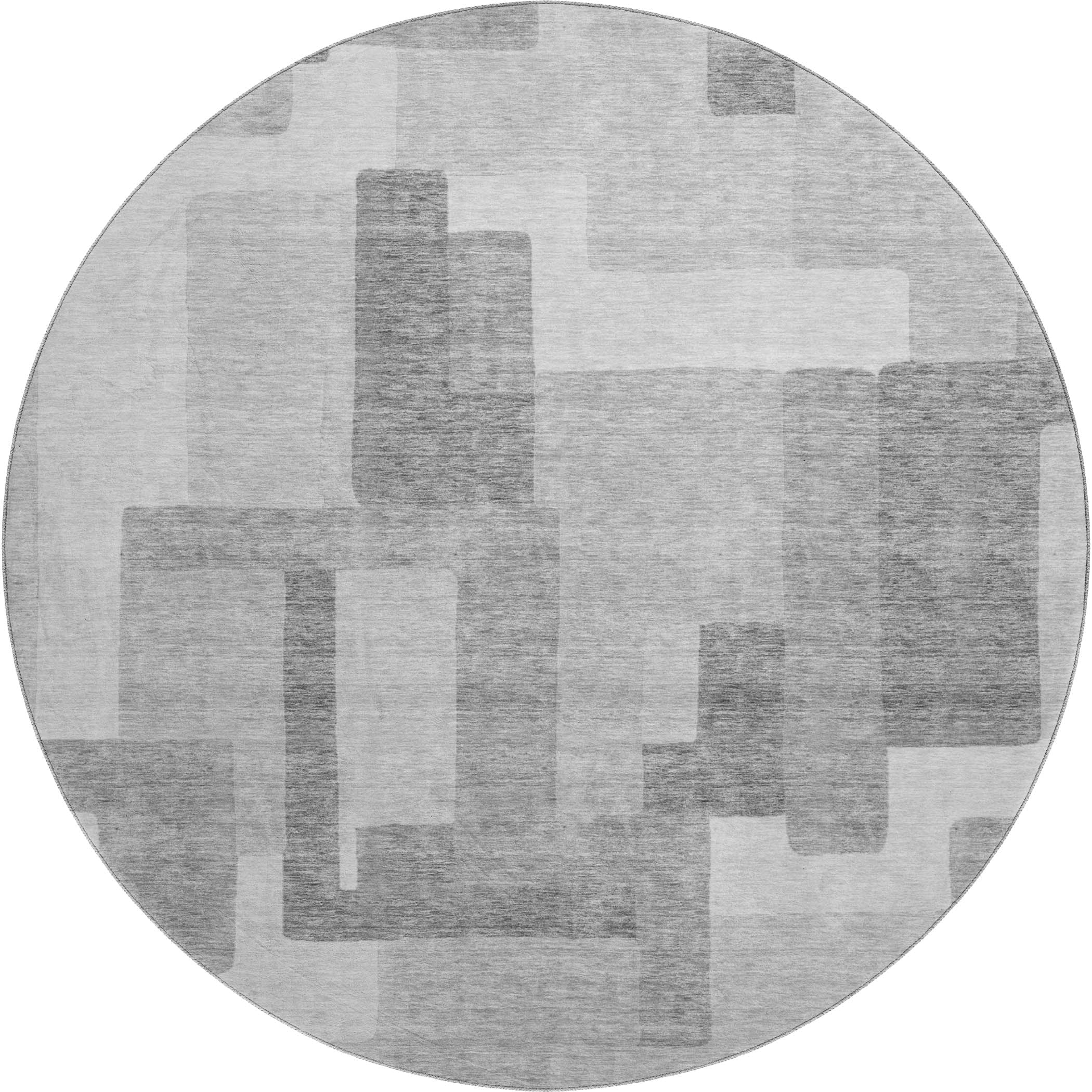 Marrakech Machine Washable Transitional Silver Gray Rug 8' x 8' #shape_Round