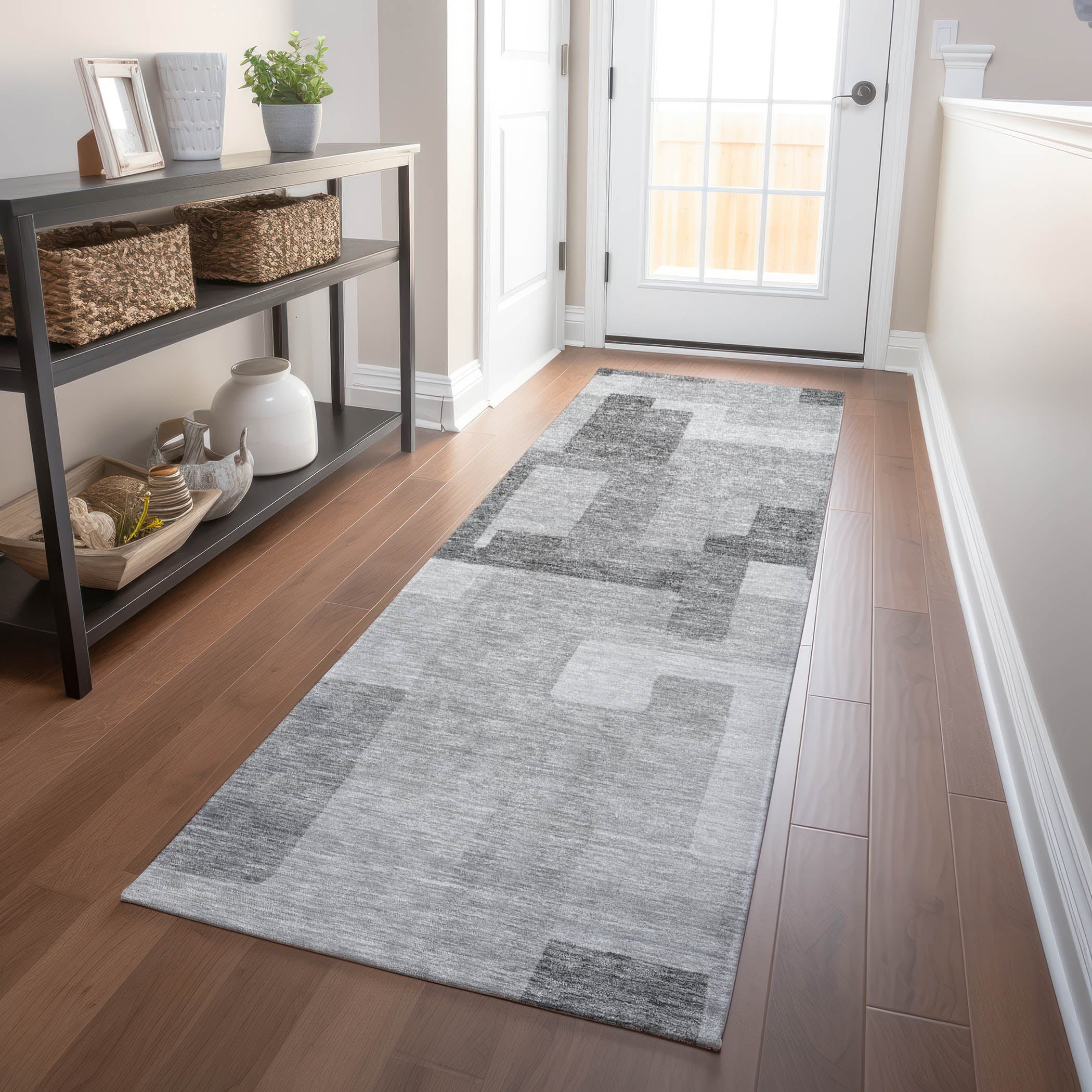Marrakech Machine Washable Transitional Silver Gray Rug 2'3" x 7'6" #shape_Runner