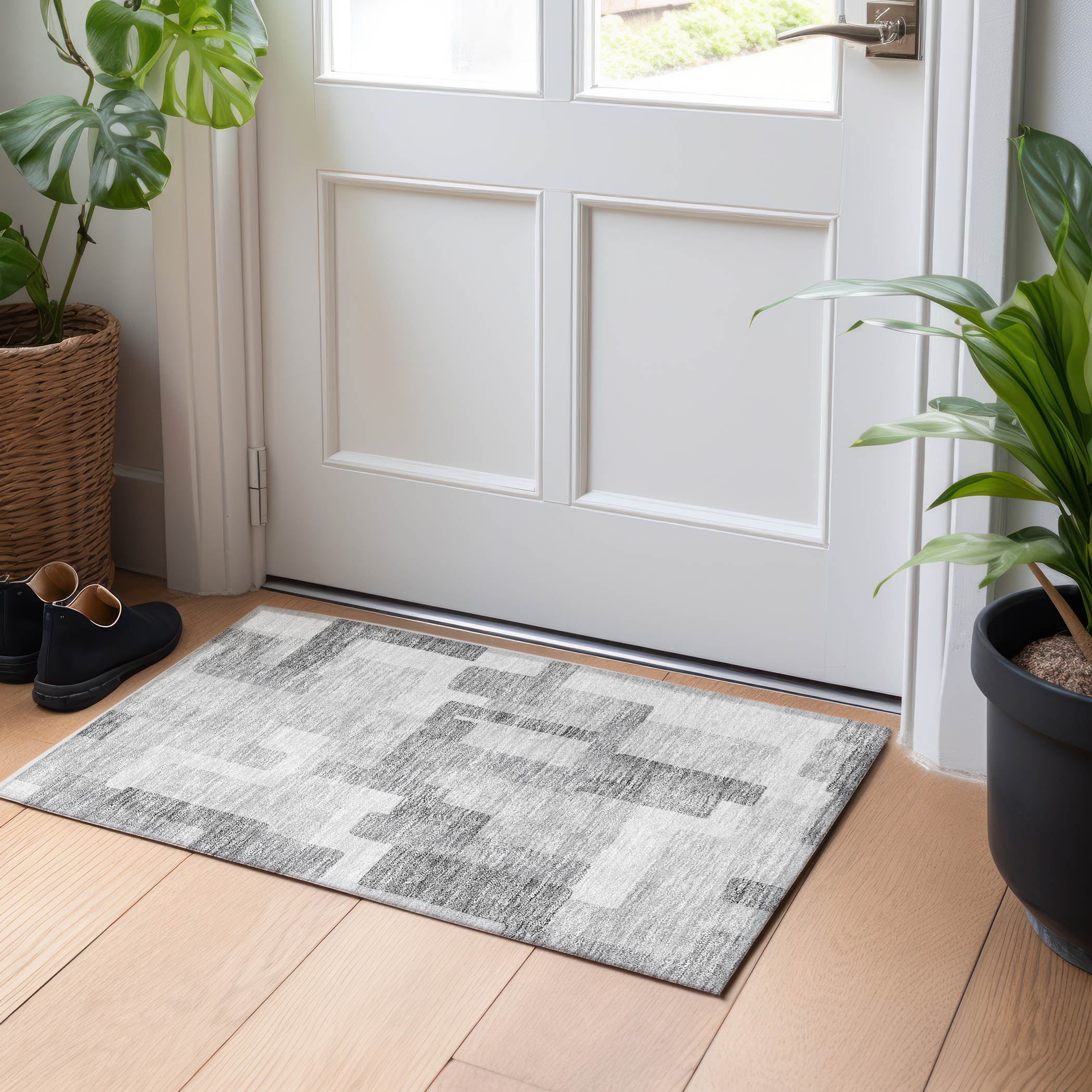 Marrakech Machine Washable Transitional Silver Gray Rug 1'8" x 2'6" #shape_Rectangle