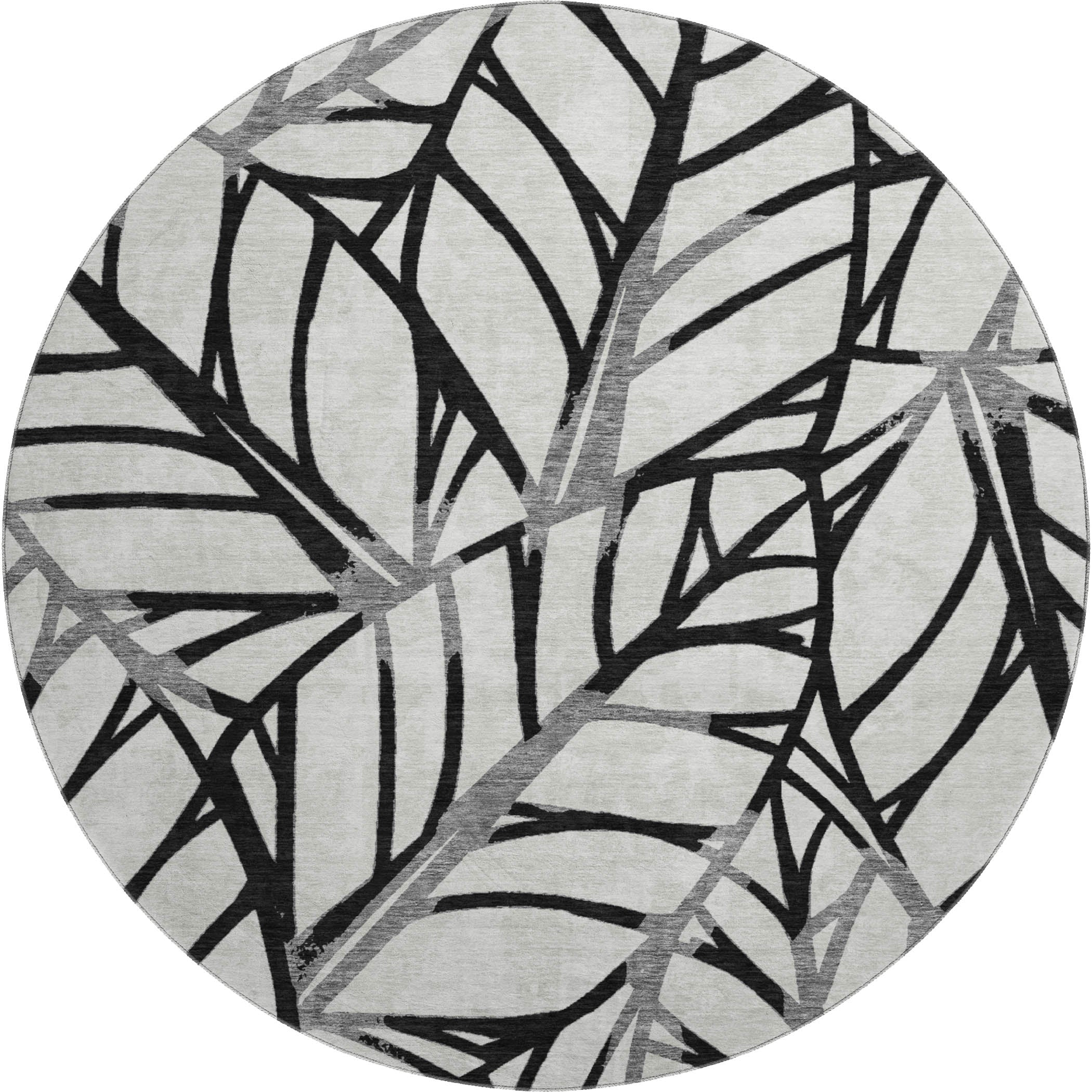 Ghent Machine Washable Transitional Black Rug 8' x 8' #shape_Round